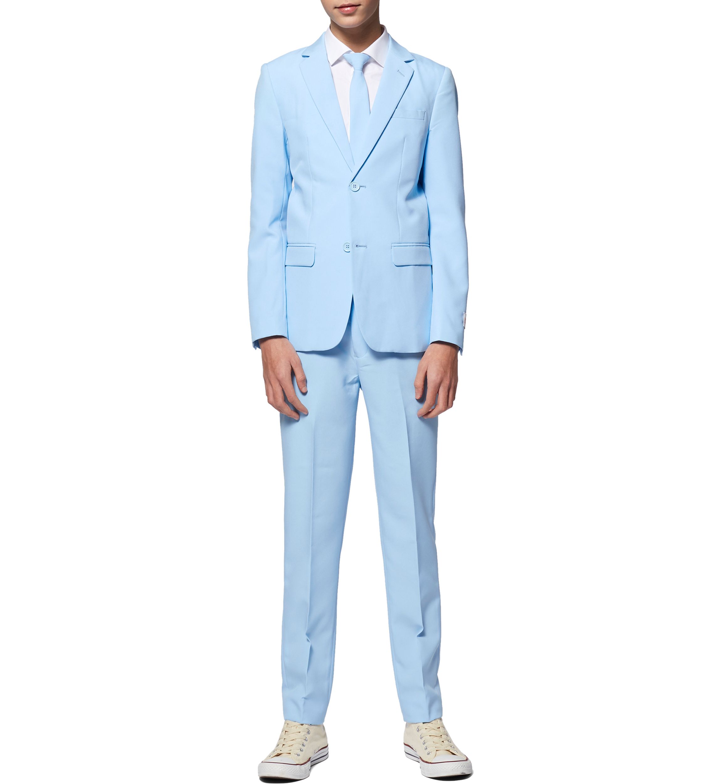 Boys 8-20 Cool Blue Solid Color Suit