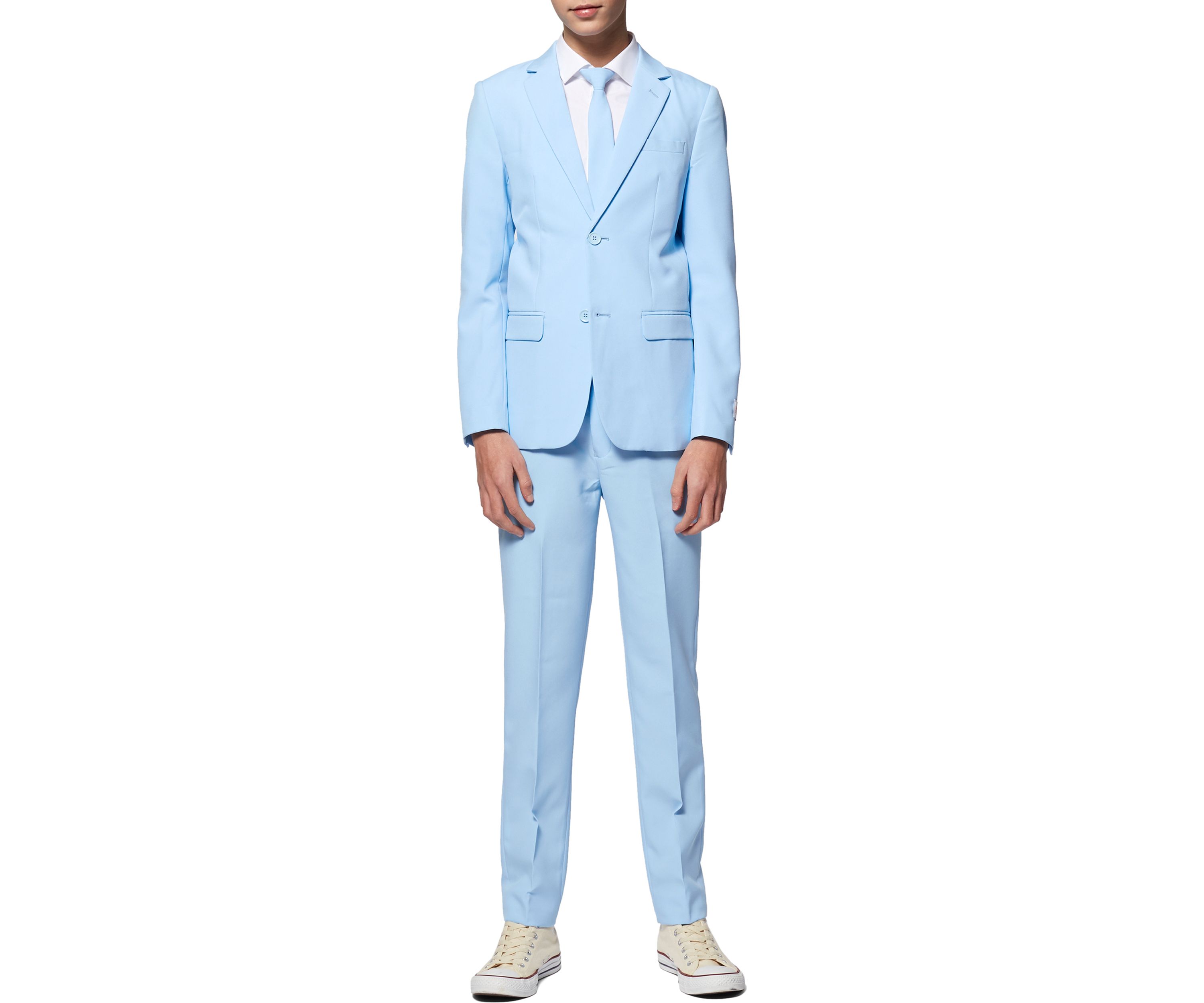 Boys 8-20 Cool Blue Solid Color Suit