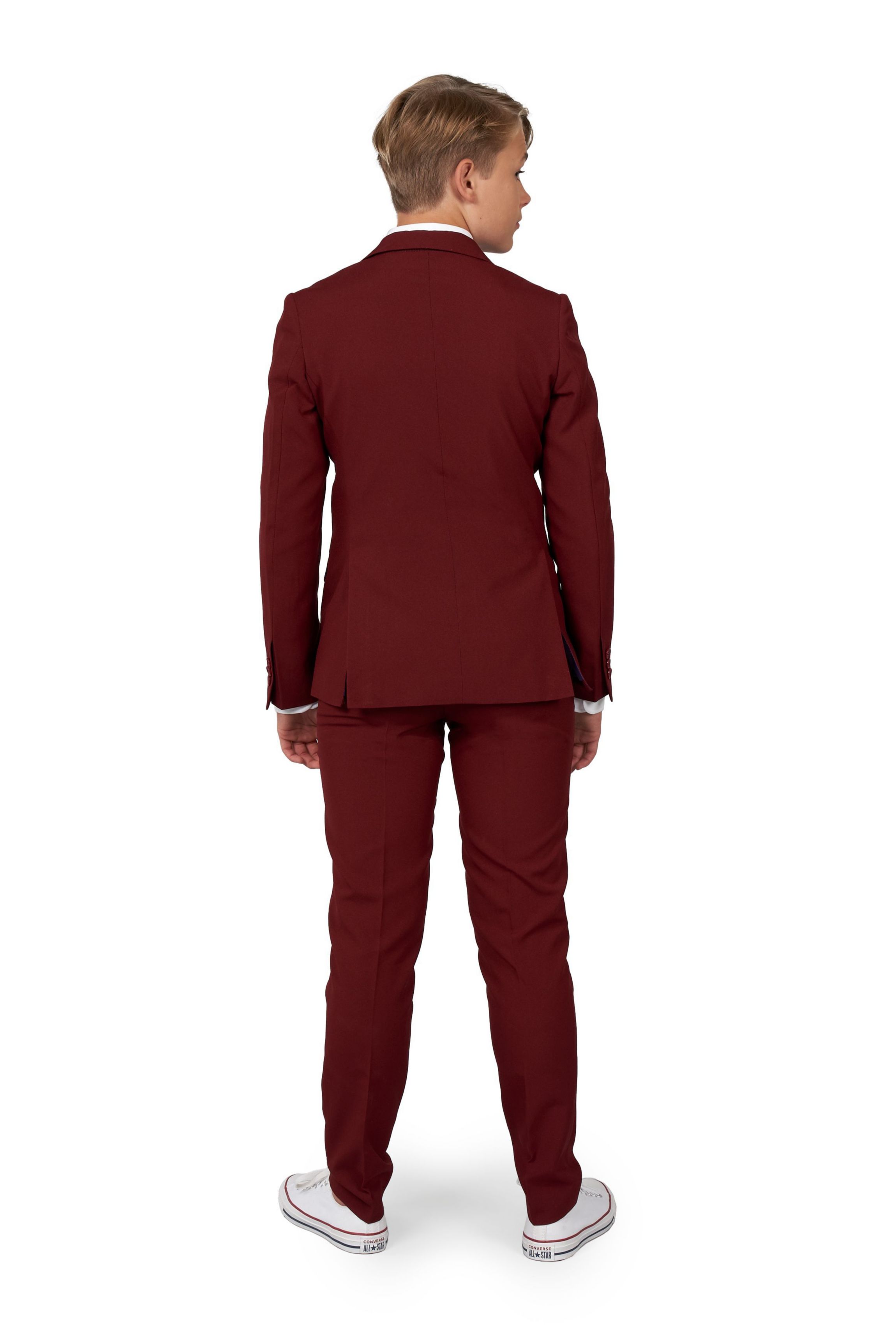 TEEN BOYS Blazing Burgundy 2 Piece Suit + Tie