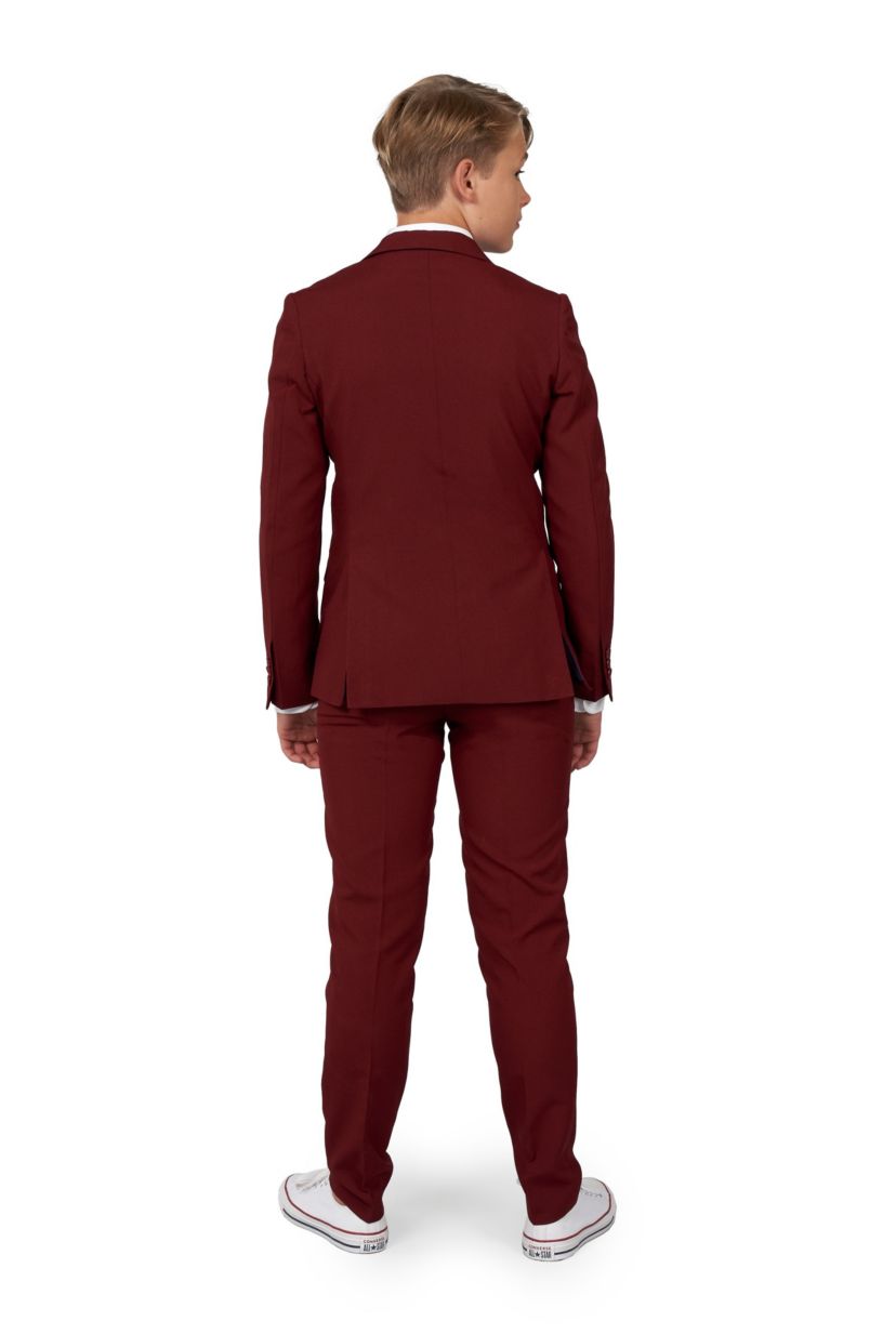 TEEN BOYS Blazing Burgundy 2 Piece Suit + Tie