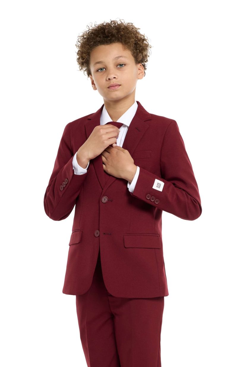 TEEN BOYS Blazing Burgundy 2 Piece Suit + Tie