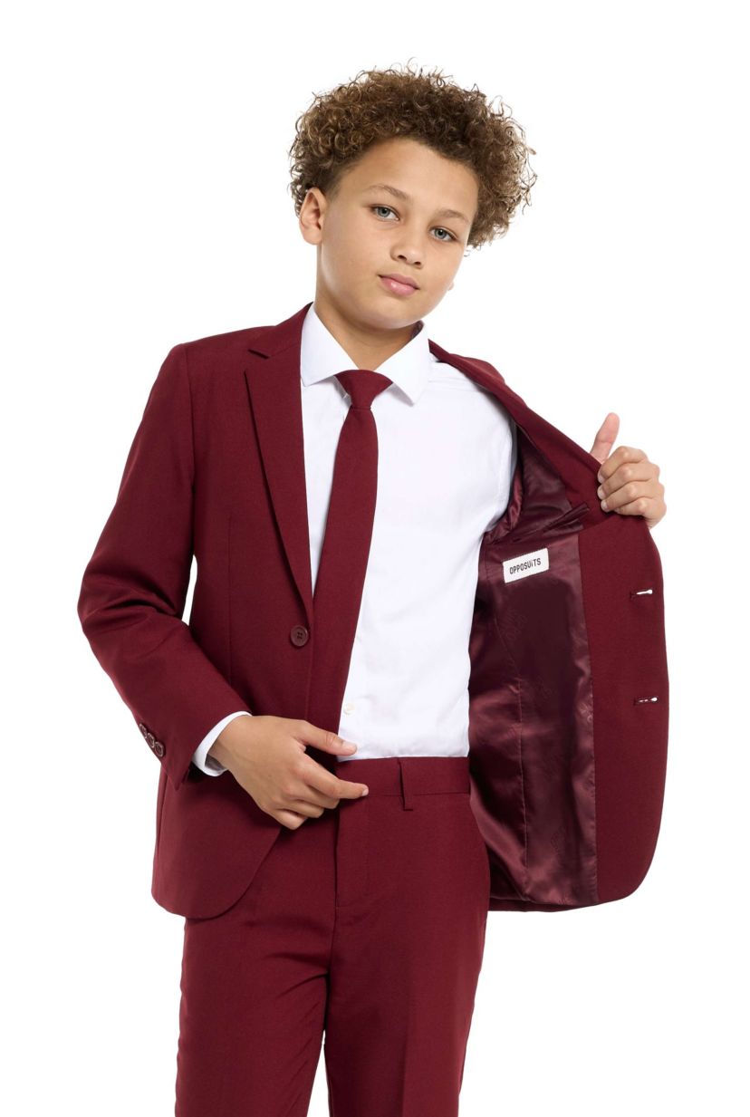 TEEN BOYS Blazing Burgundy 2 Piece Suit + Tie