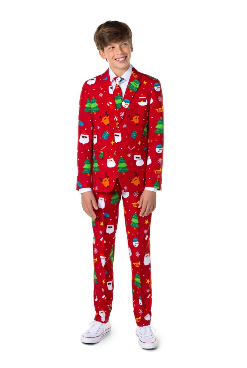 TEEN BOYS Festivity Red 2 Piece Suit + Tie