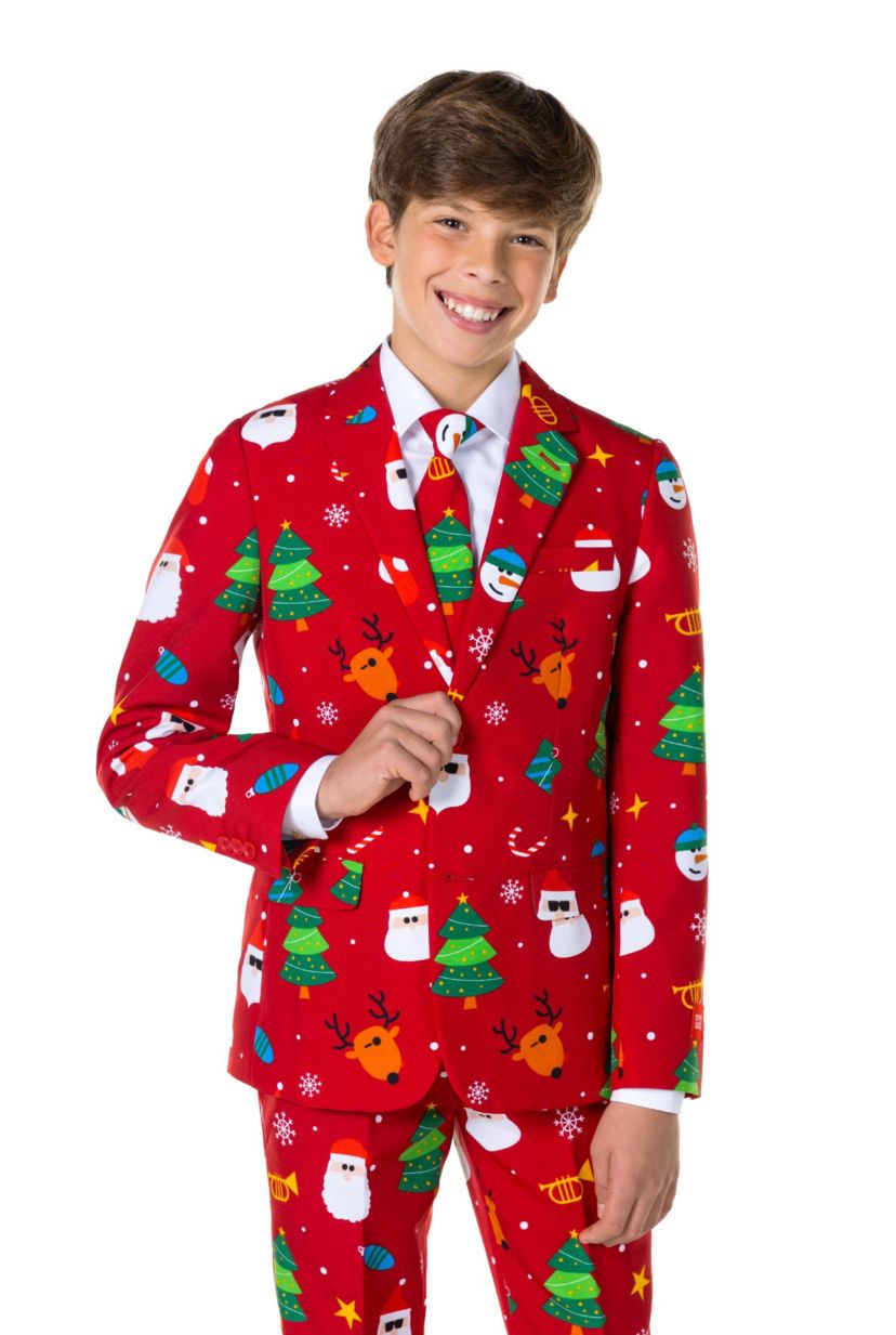 TEEN BOYS Festivity Red 2 Piece Suit + Tie
