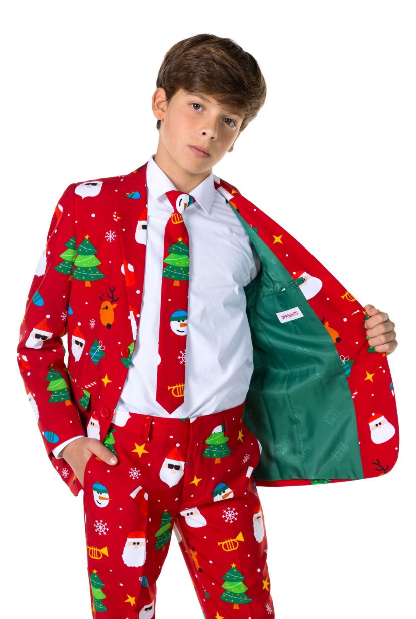 TEEN BOYS Festivity Red 2 Piece Suit + Tie