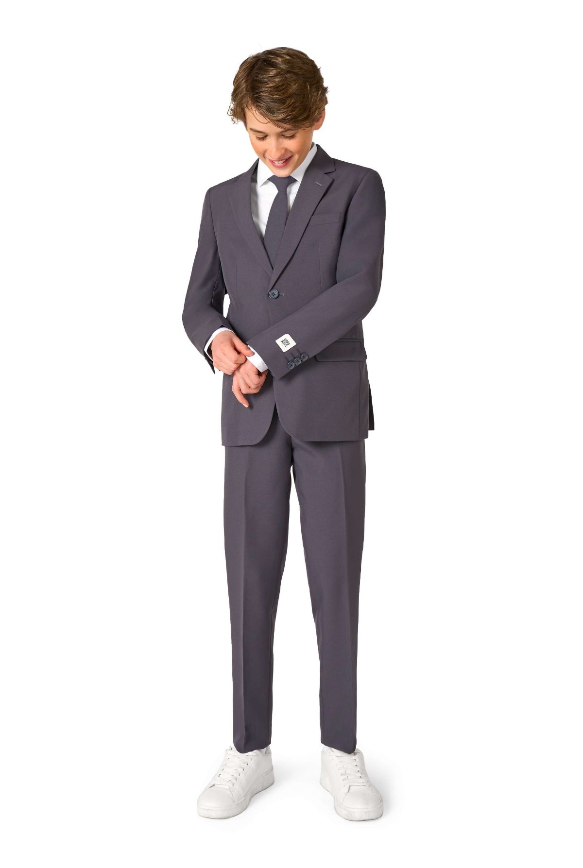 OppoSuits Teen Boys Charcool Solid Color Suit - Prom And Wedding Party Outfit - Charcoal Black