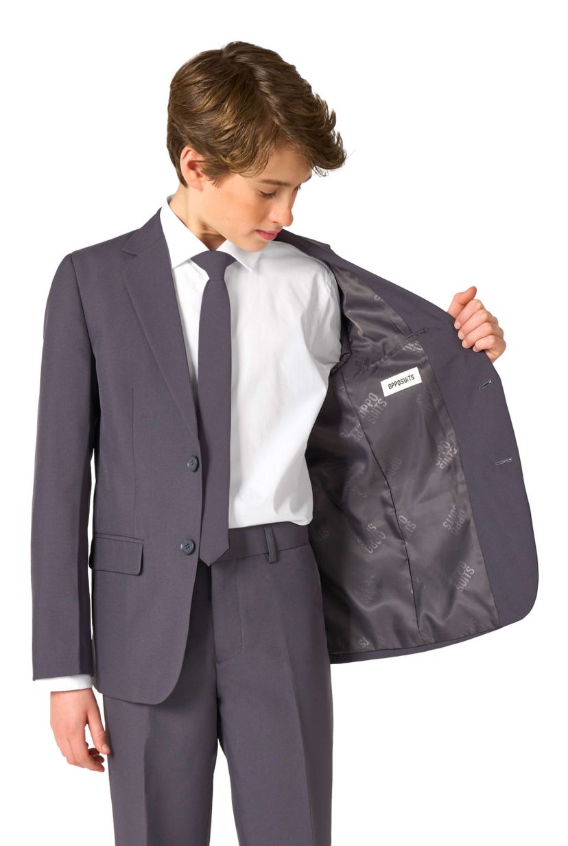 OppoSuits Teen Boys Charcool Solid Color Suit - Prom And Wedding Party Outfit - Charcoal Black