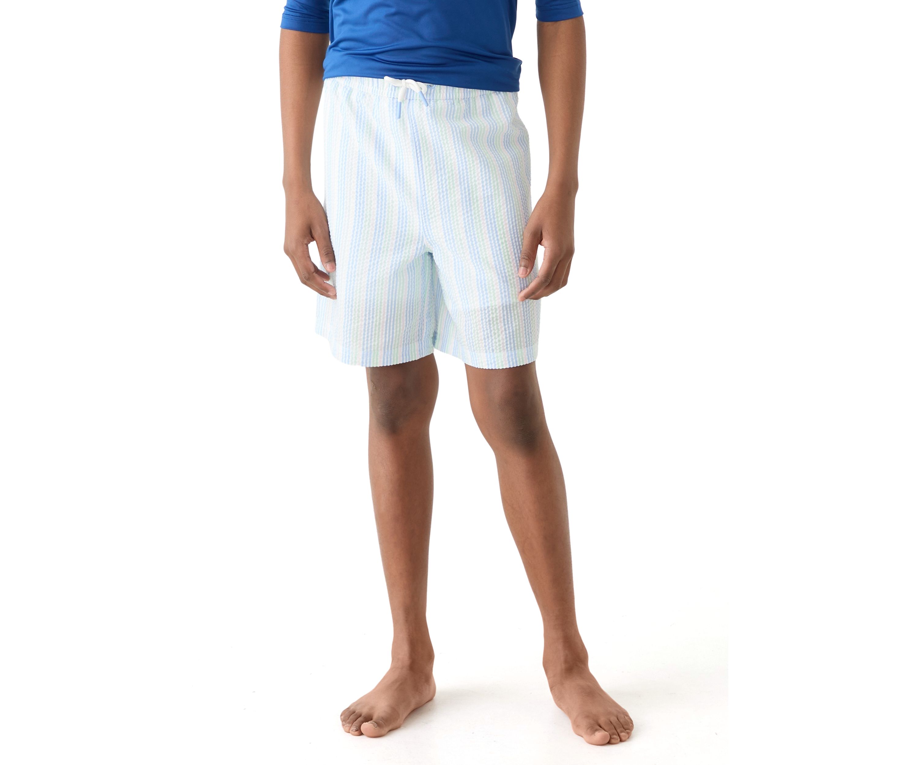 Boys 8-20 Seersucker Swim Trunks