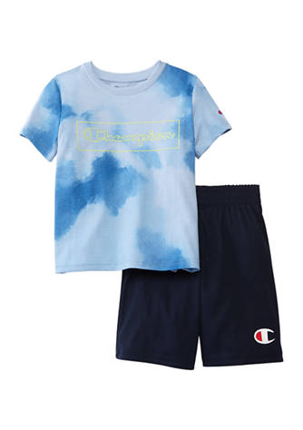 Champion Boys 2 Piece Photoreal Short Sleeve Tee Shirt and Mesh Short Set Kids Clothes 