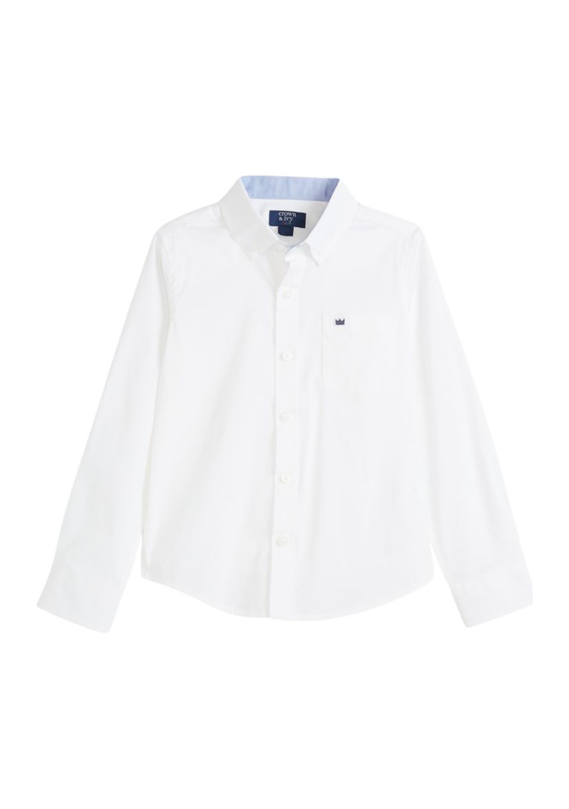 Boys 4-7 Solid Woven Poplin Button Down Shirt