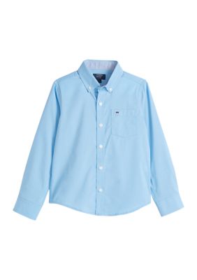 DKNY Boys' Woven Button-Up Shirt - white, 4 (Little Boys) 