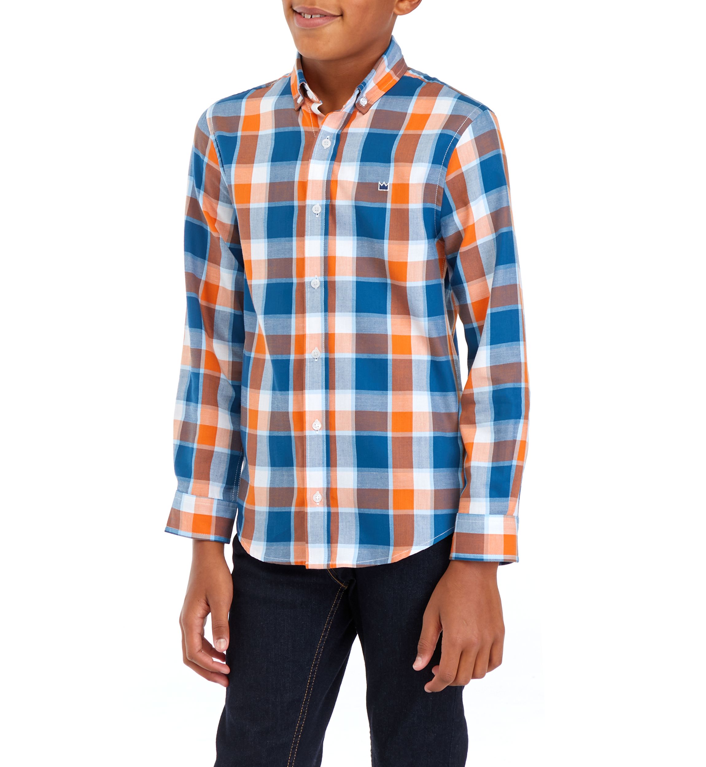 Boys 8-20 Woven Twill Plaid Shirt
