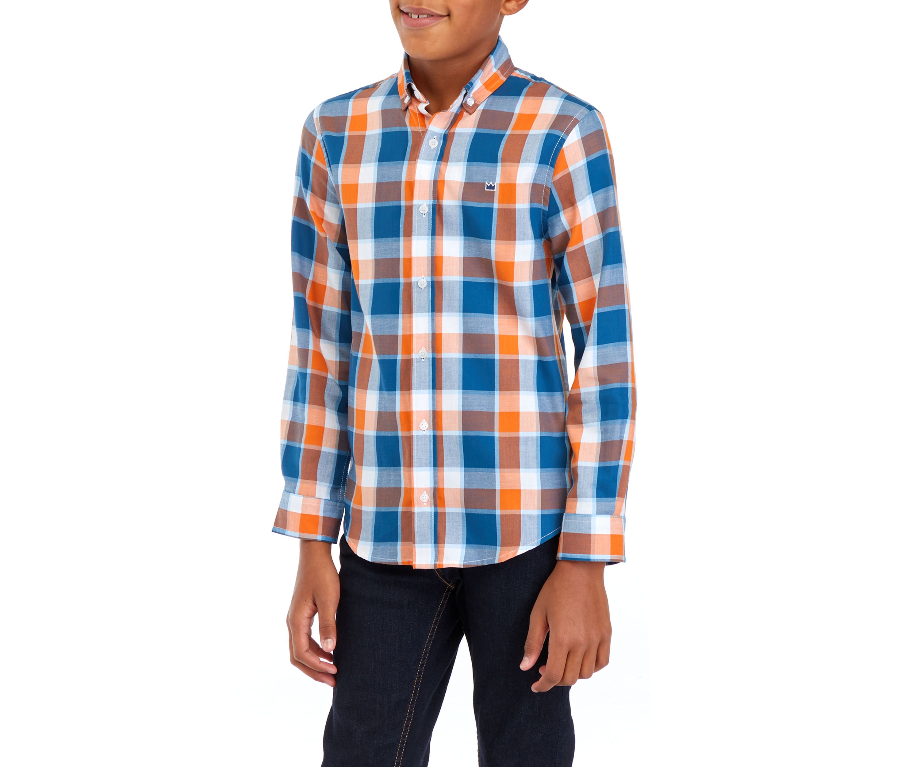 Boys 8-20 Woven Twill Plaid Shirt
