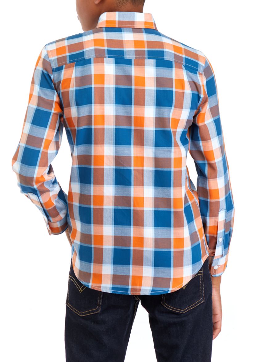 Boys 8-20 Woven Twill Plaid Shirt