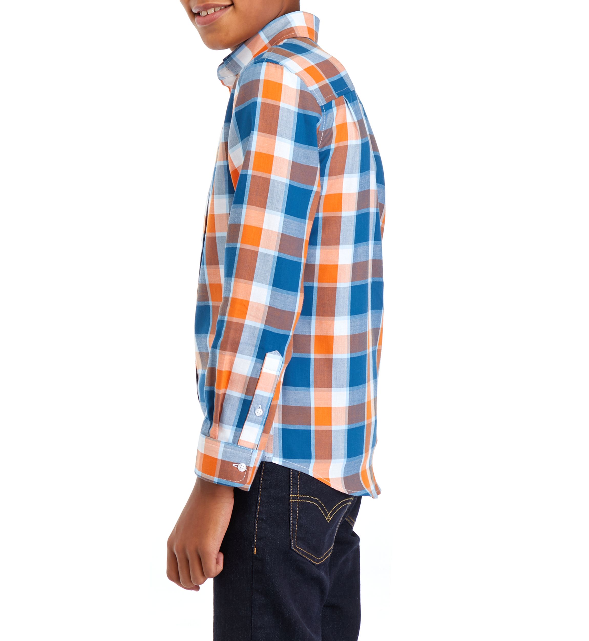 Boys 8-20 Woven Twill Plaid Shirt