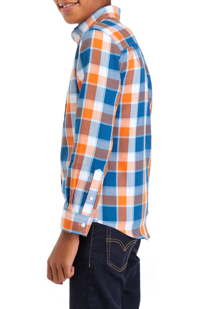 Boys 8-20 Woven Twill Plaid Shirt