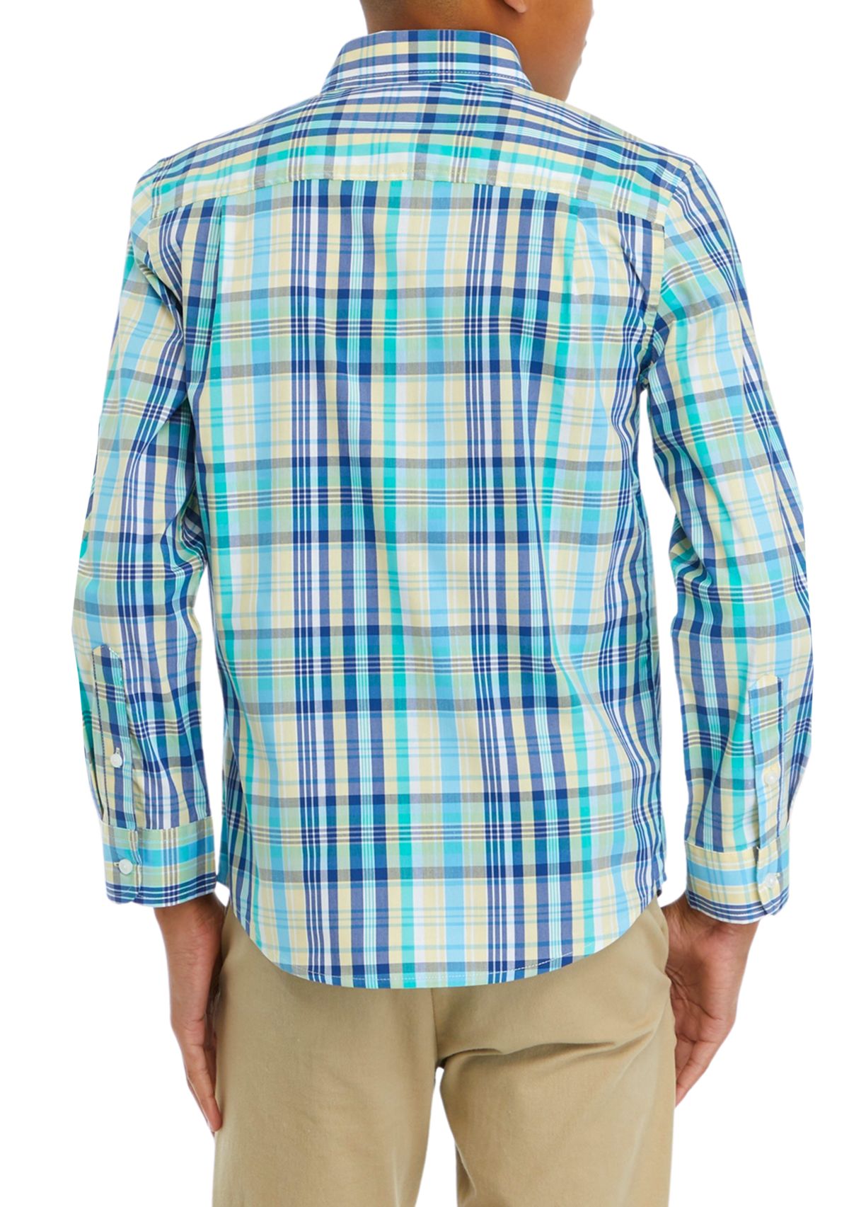 Boys 8-20 Long Sleeve Woven Colorful Madras Plaid Shirt