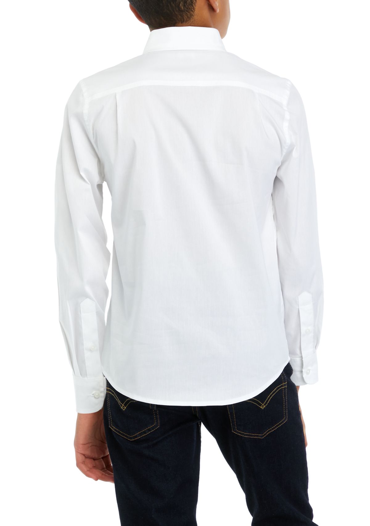 Boys 8-20 Solid Woven Poplin Button Down Shirt