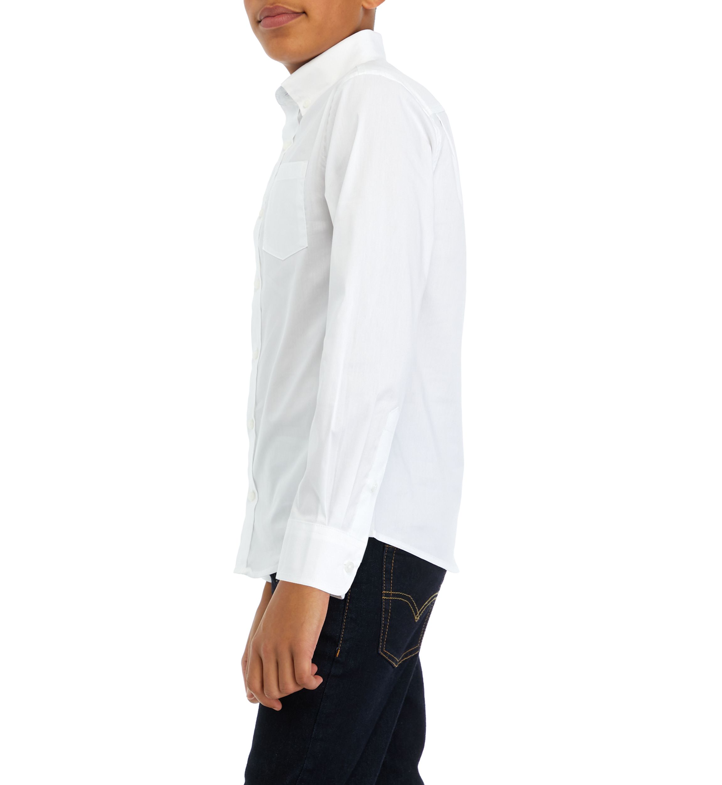 Boys 8-20 Solid Woven Poplin Button Down Shirt