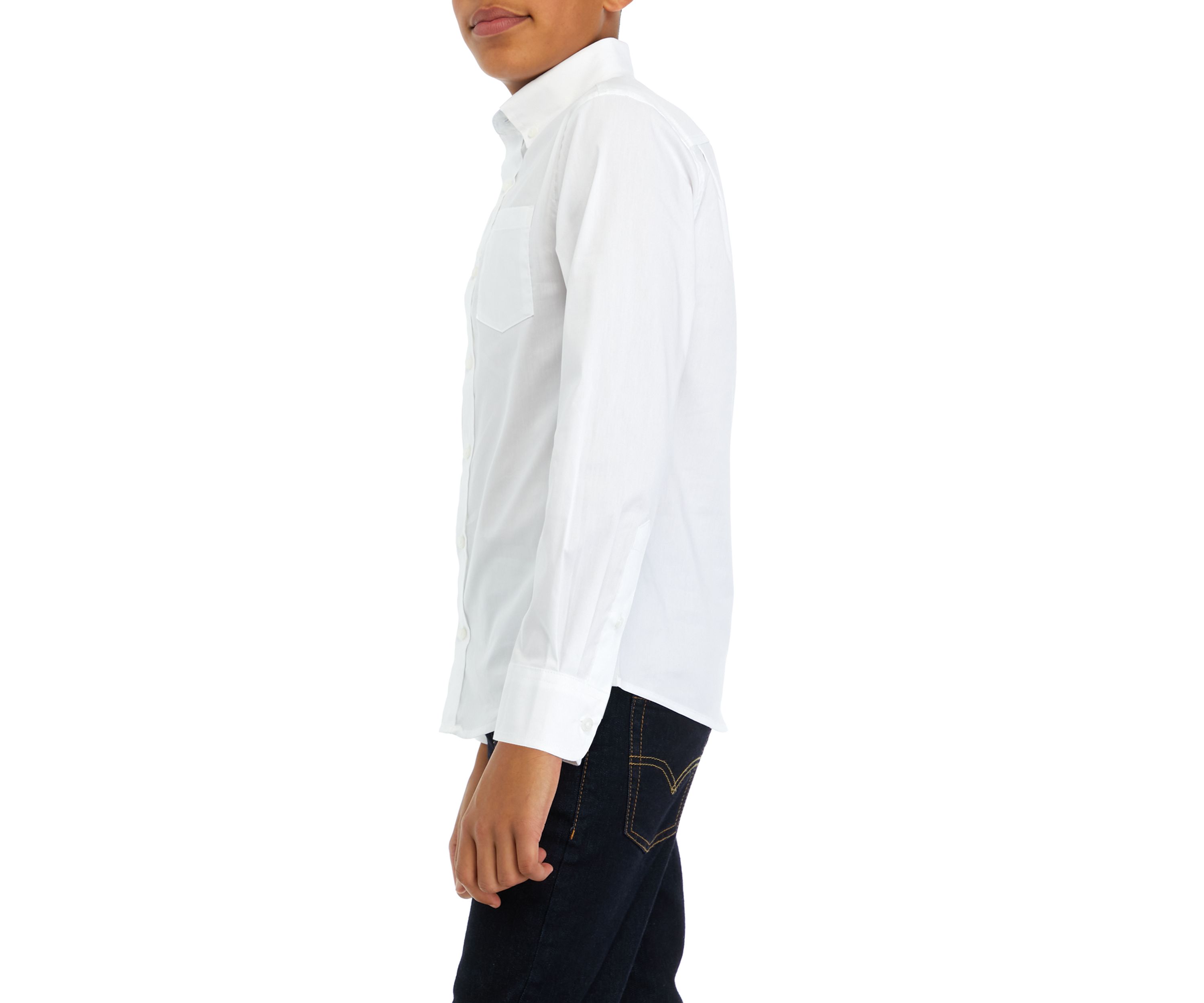 Boys 8-20 Solid Woven Poplin Button Down Shirt