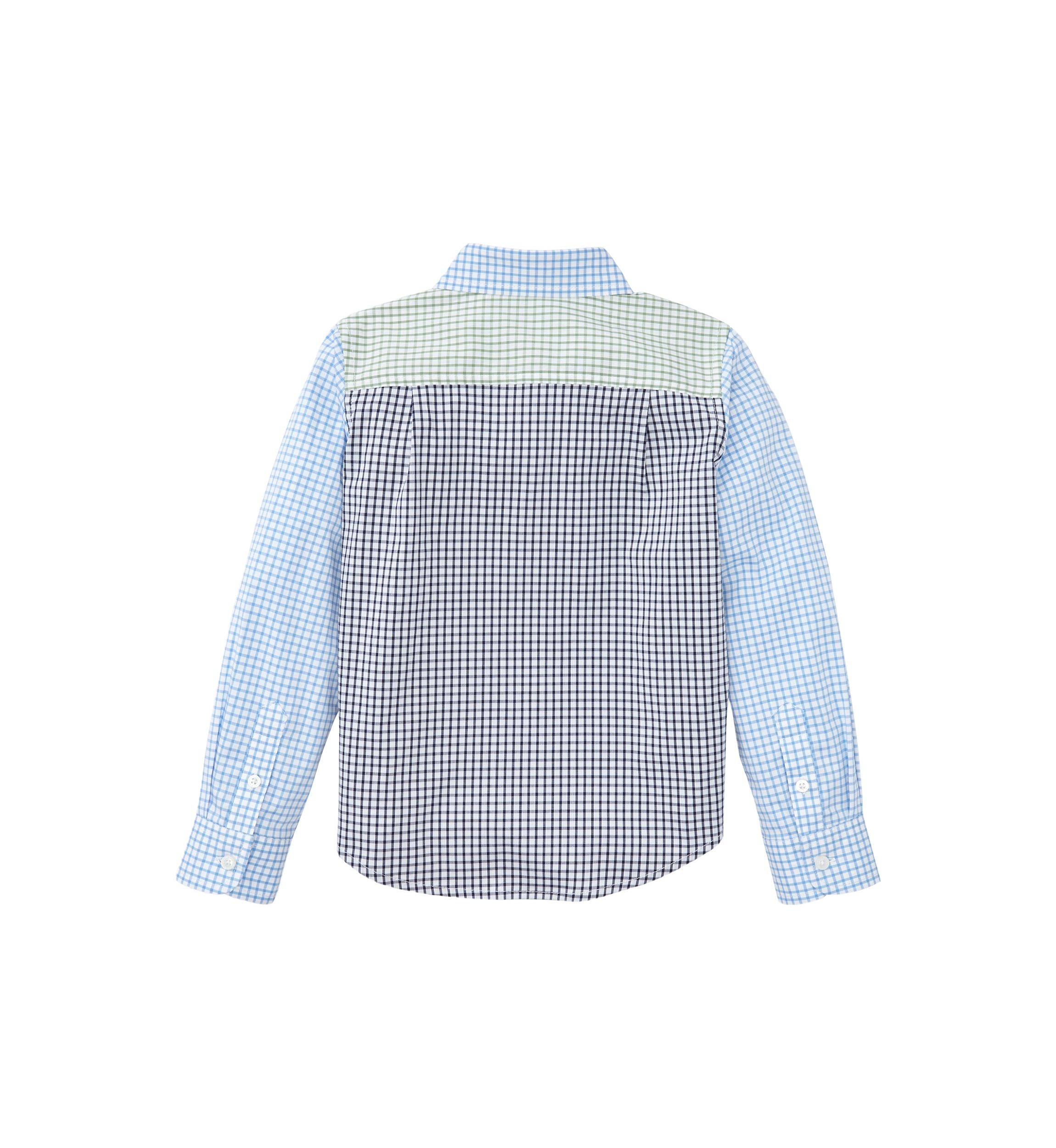 Boys 4-7 Long Sleeve Mismatched Gingham Poplin Shirt