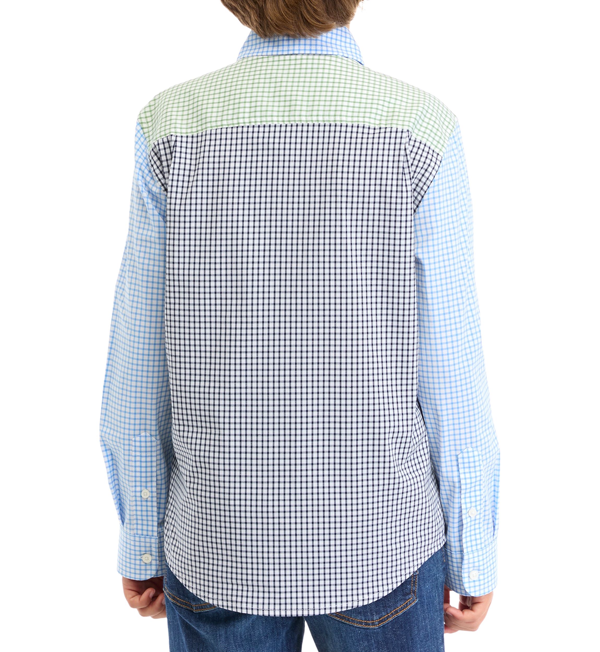 Boys 8-20 Long Sleeve Mismatched Gingham Poplin Shirt