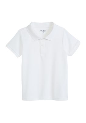 Crown & Ivy Boys 4-7 Short Sleeve Solid Piqué Polo Shirt, White