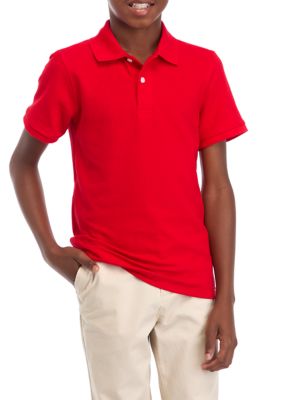 Crown & Ivy Boys 8-20 Short Sleeve Solid Pique Polo Shirt