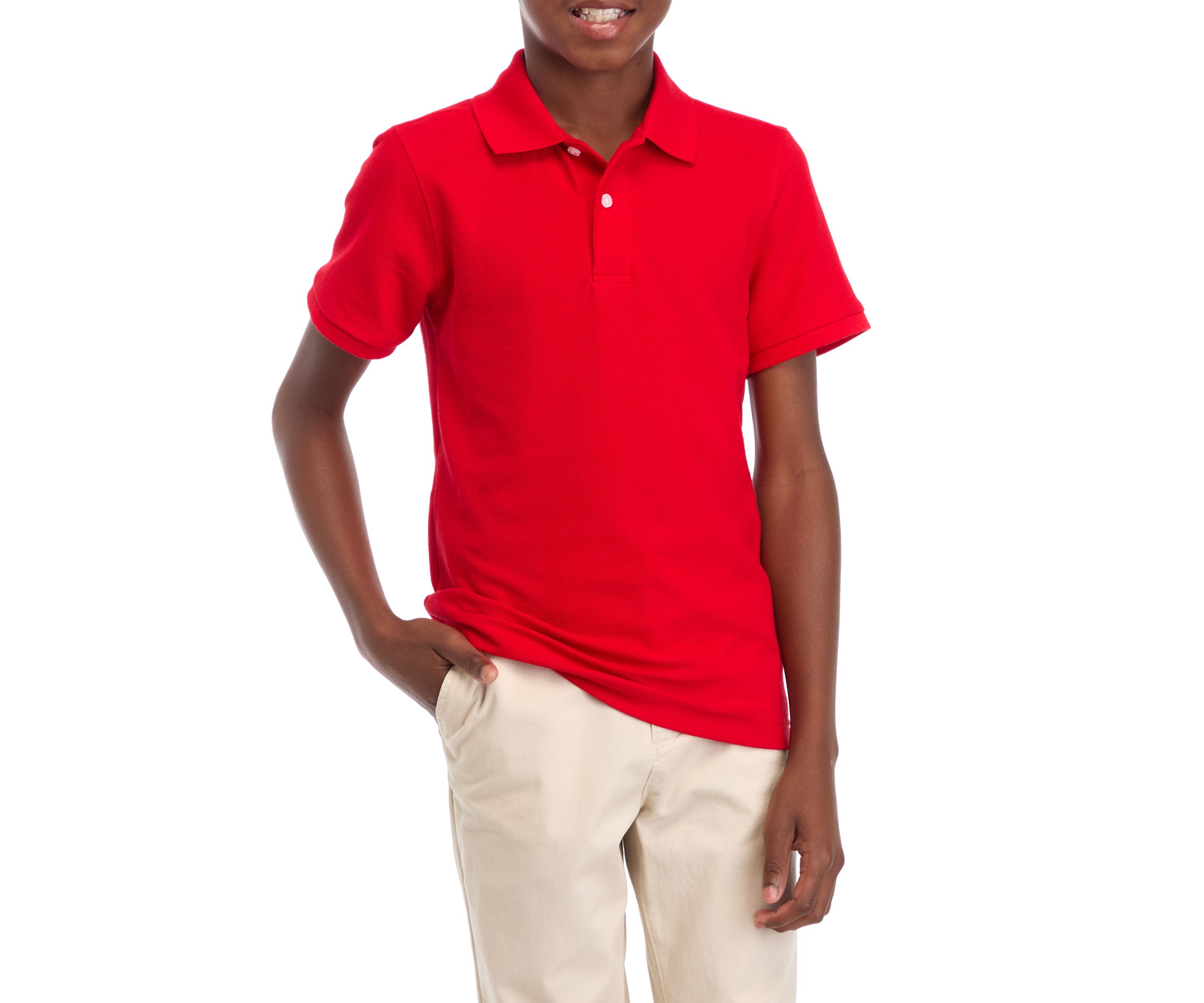 Boys 8-20 Short Sleeve Solid Pique Polo Shirt