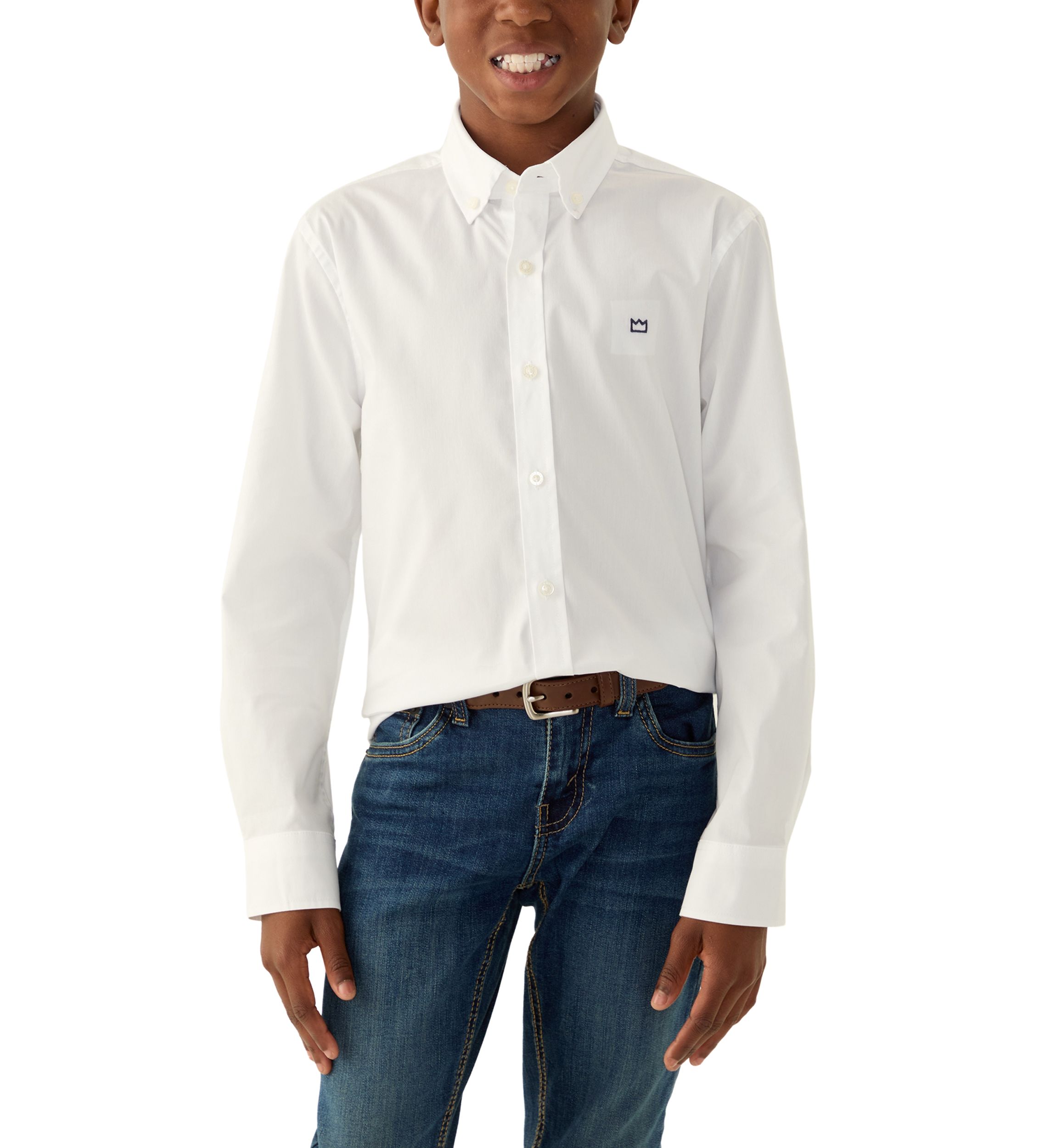 Boys 8-20 Long Sleeve Woven Poplin Shirt