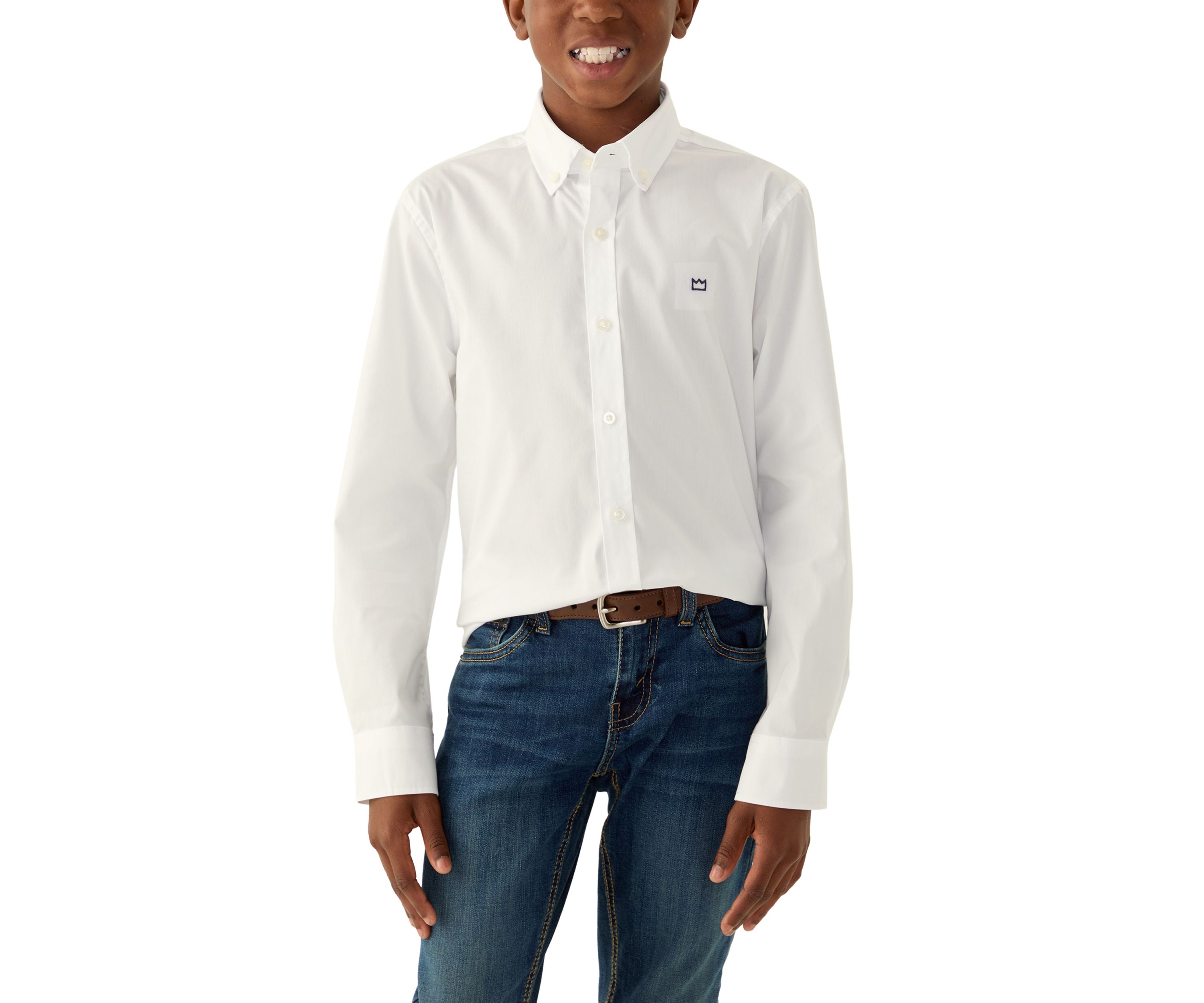 Boys 8-20 Long Sleeve Woven Poplin Shirt