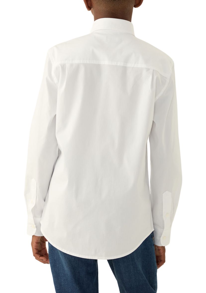 Boys 8-20 Long Sleeve Woven Poplin Shirt