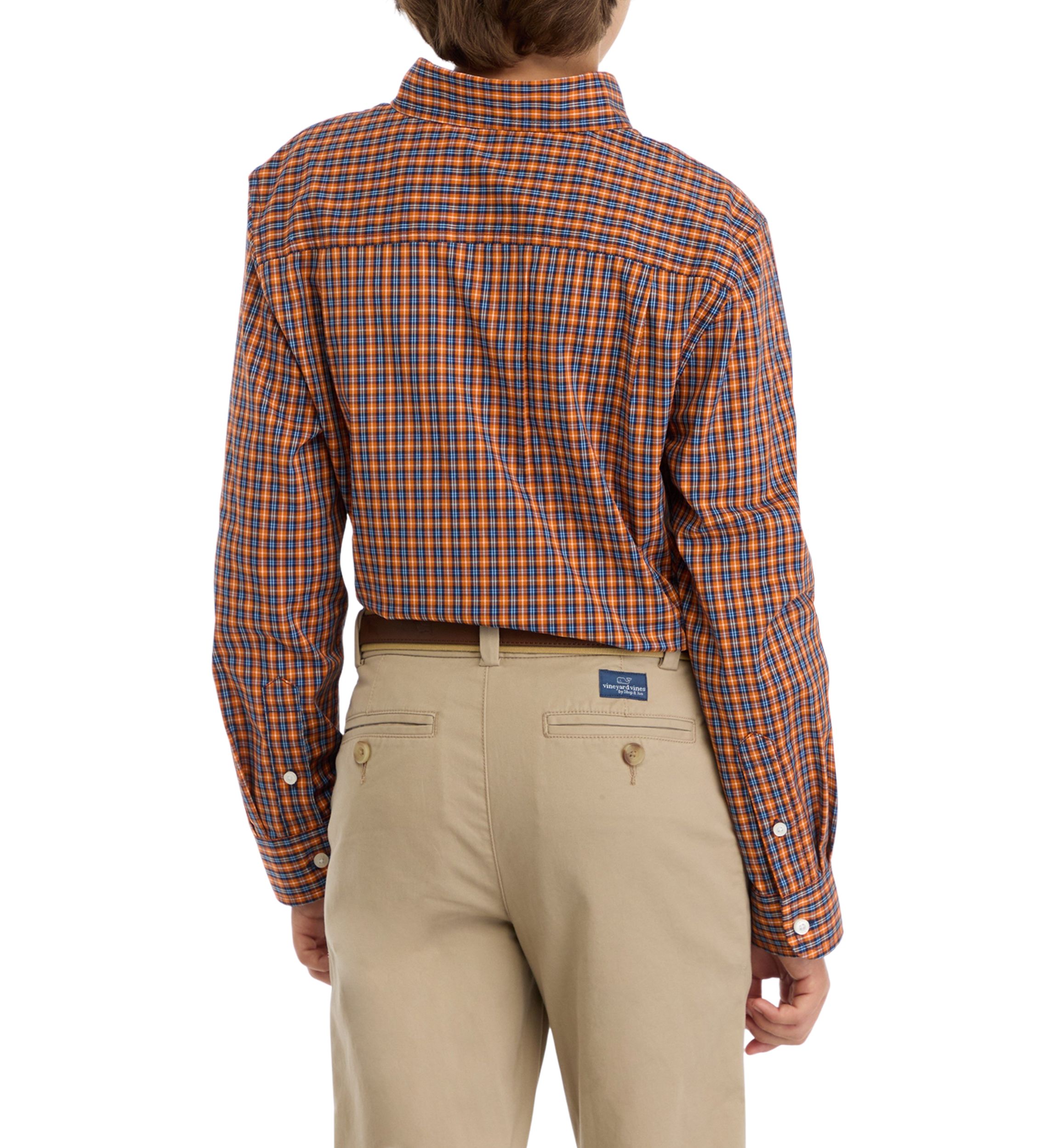 Boys 8-20 Woven Poplin Gingham Printed Shirt