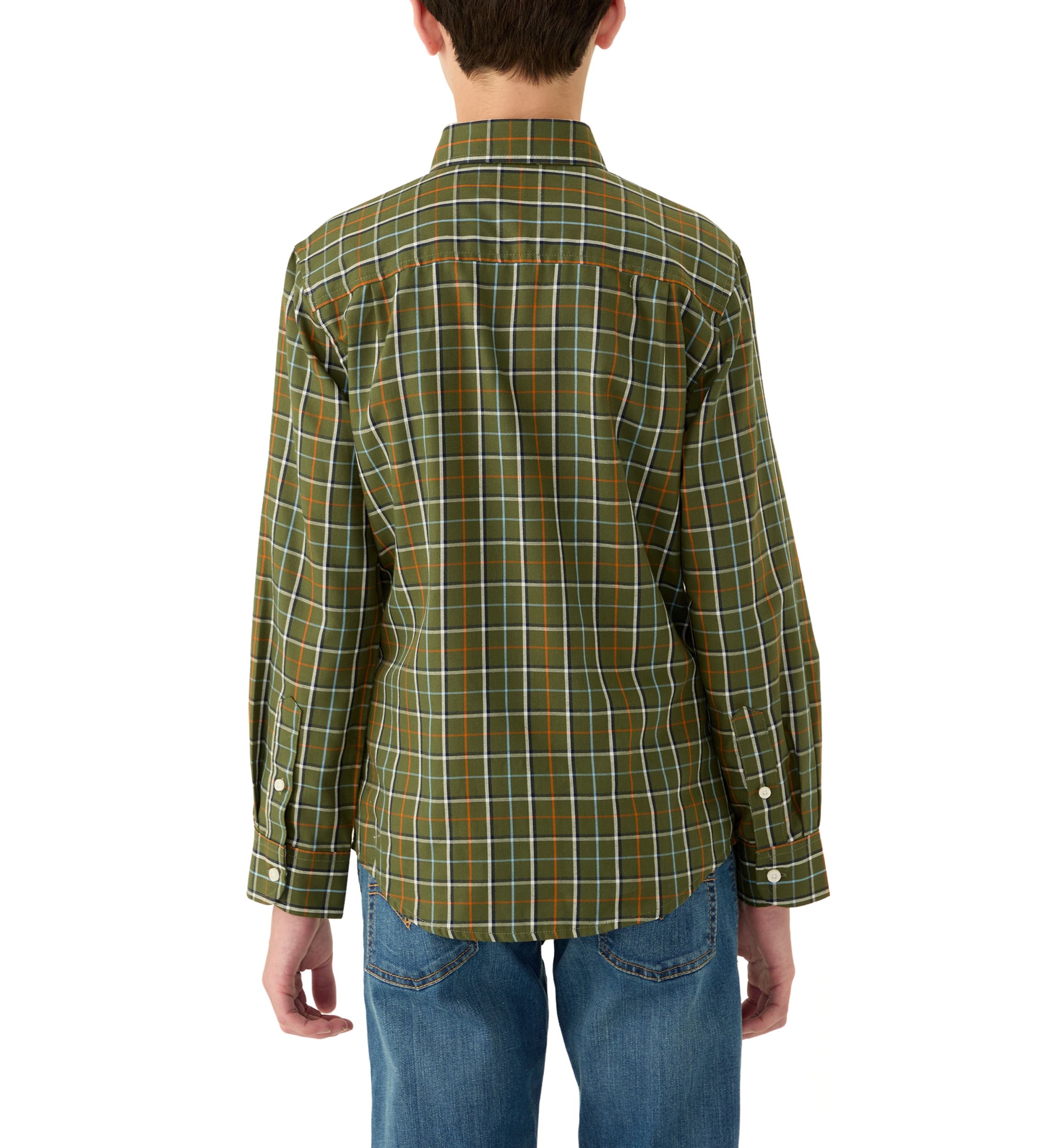 Boys 8-20 Long Sleeve Woven Brushed Twill Box Plaid Shirt