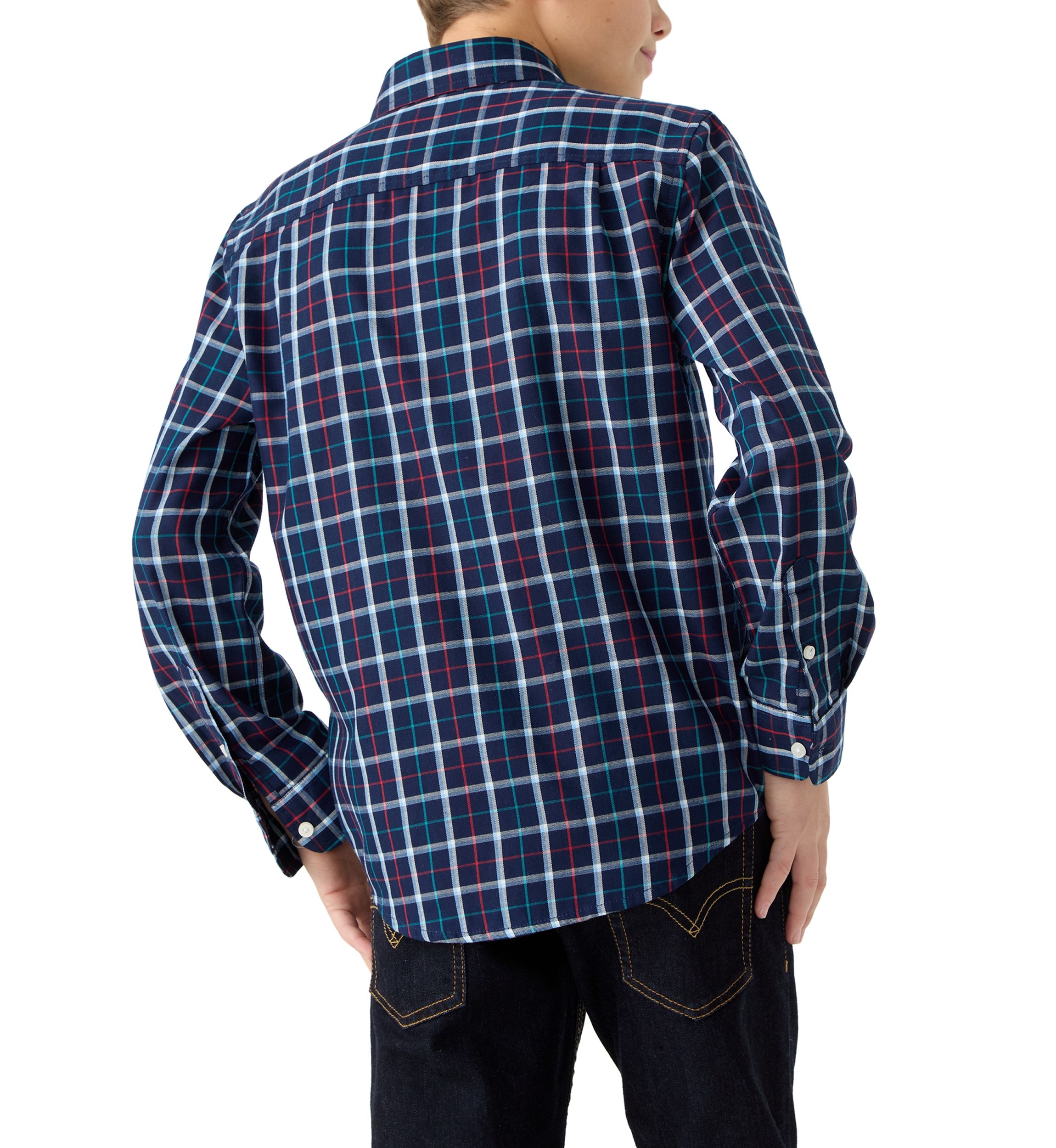 Boys 8-20 Long Sleeve Woven Brushed Twill Box Plaid Shirt