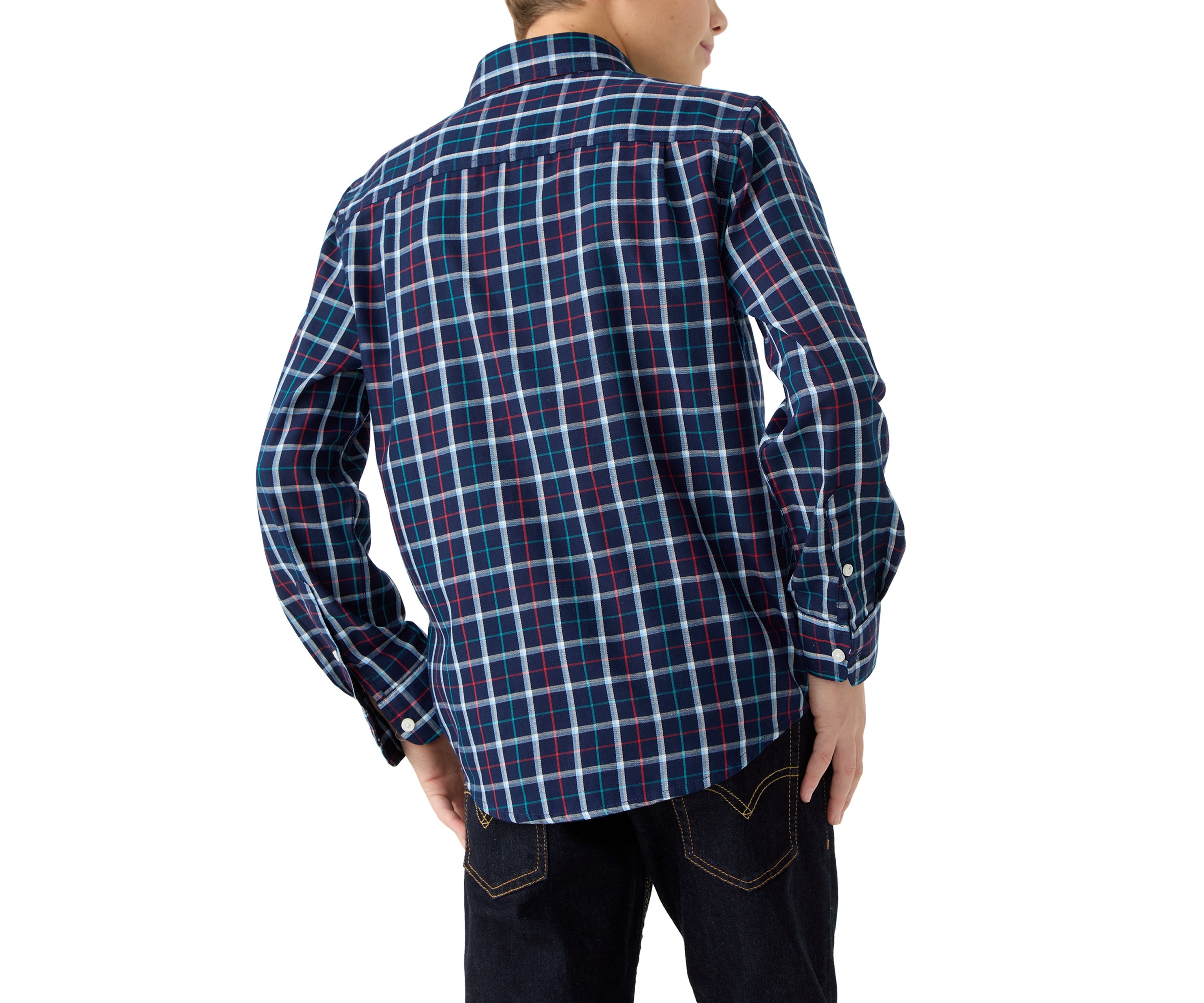Boys 8-20 Long Sleeve Woven Brushed Twill Box Plaid Shirt