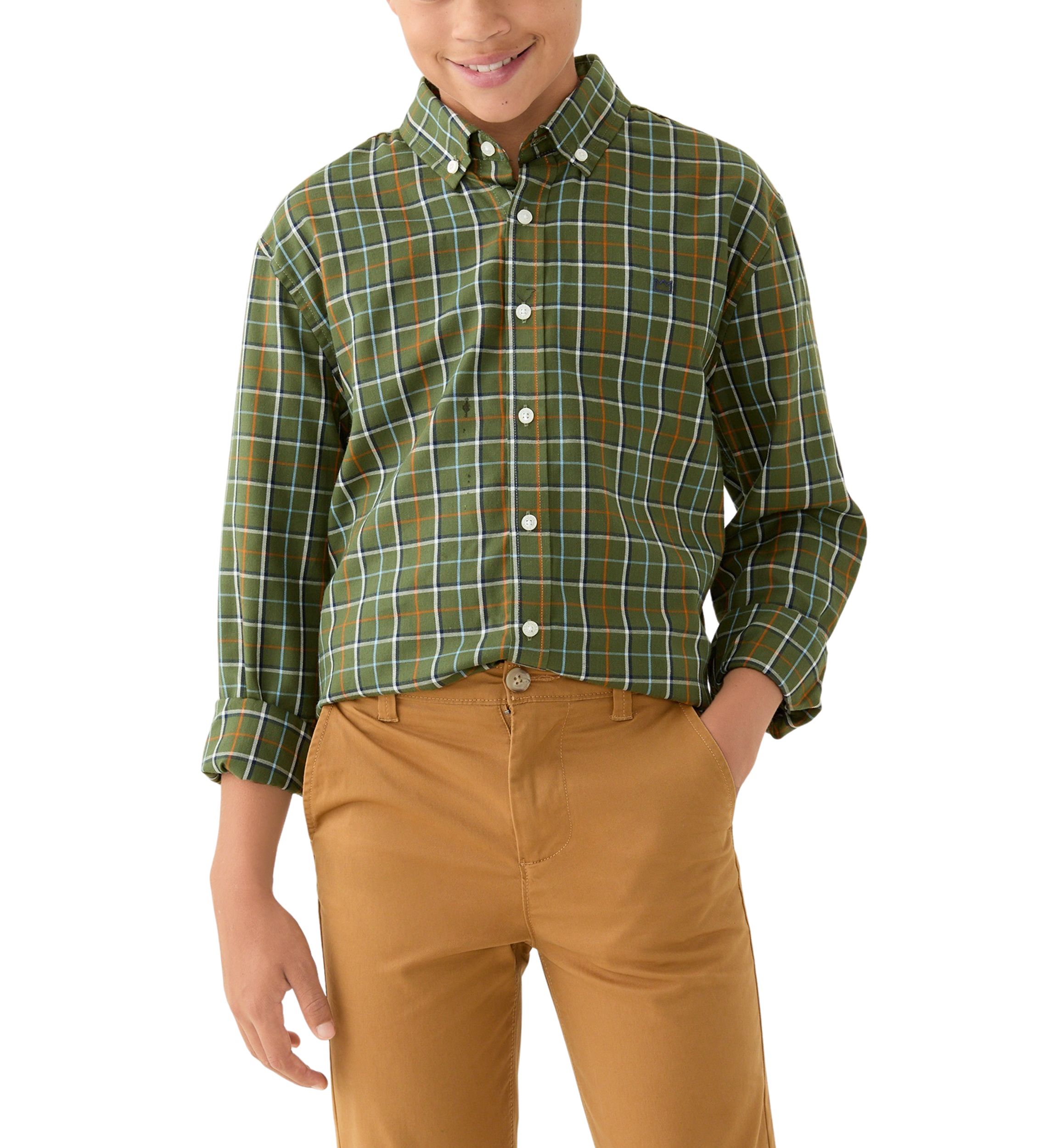 Boys 8-20 Husky Long Sleeve Woven Brushed Twill Shirt