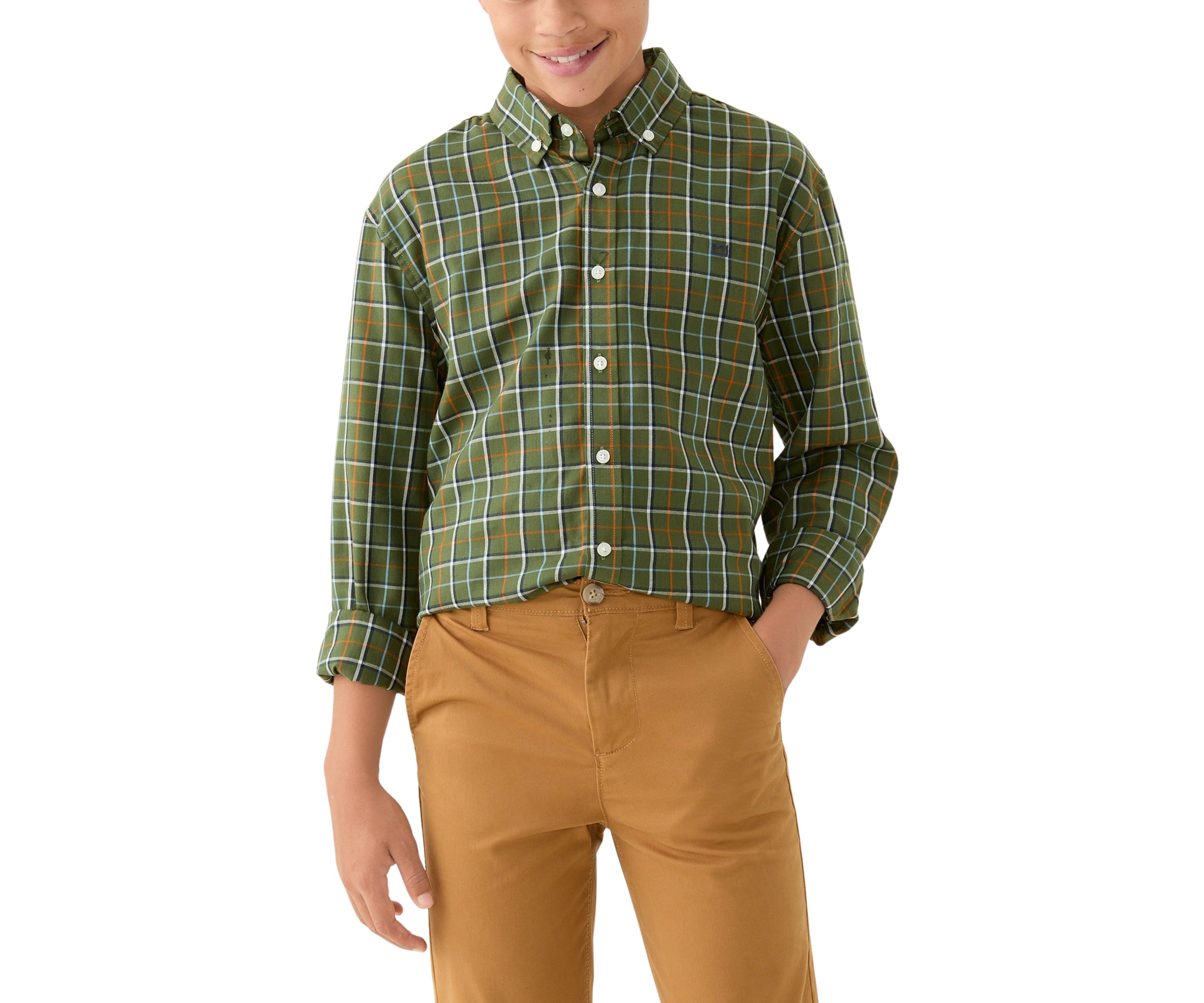 Boys 8-20 Husky Long Sleeve Woven Brushed Twill Shirt