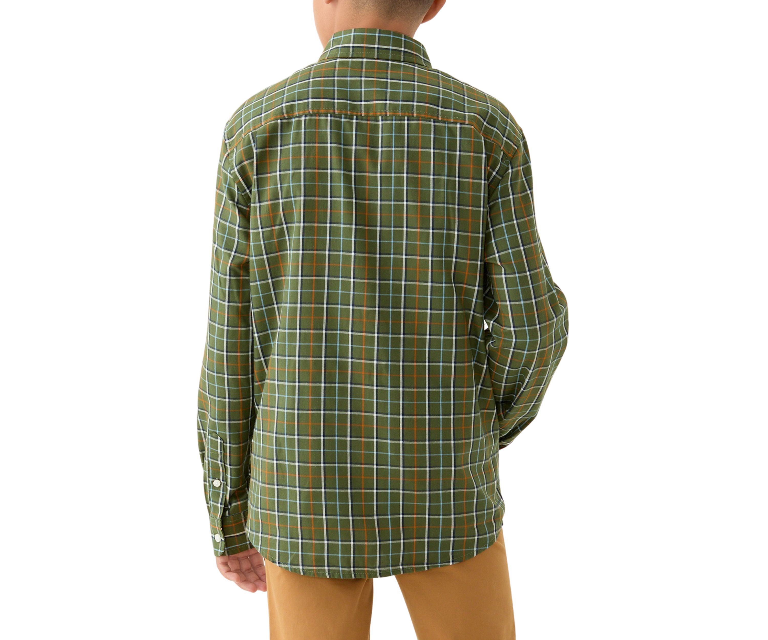 Boys 8-20 Husky Long Sleeve Woven Brushed Twill Shirt