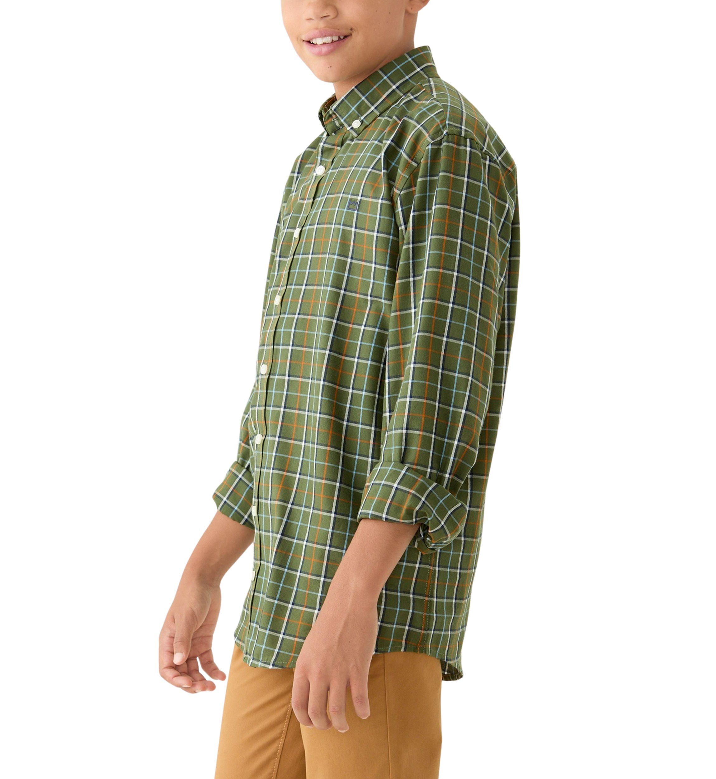 Boys 8-20 Husky Long Sleeve Woven Brushed Twill Shirt