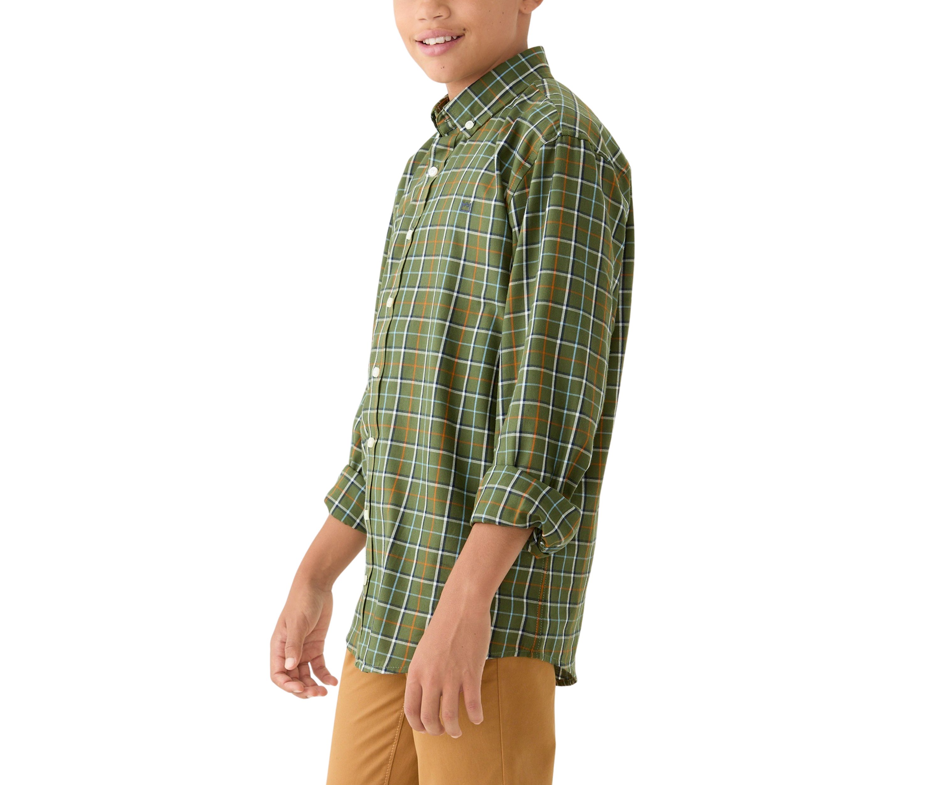Boys 8-20 Husky Long Sleeve Woven Brushed Twill Shirt