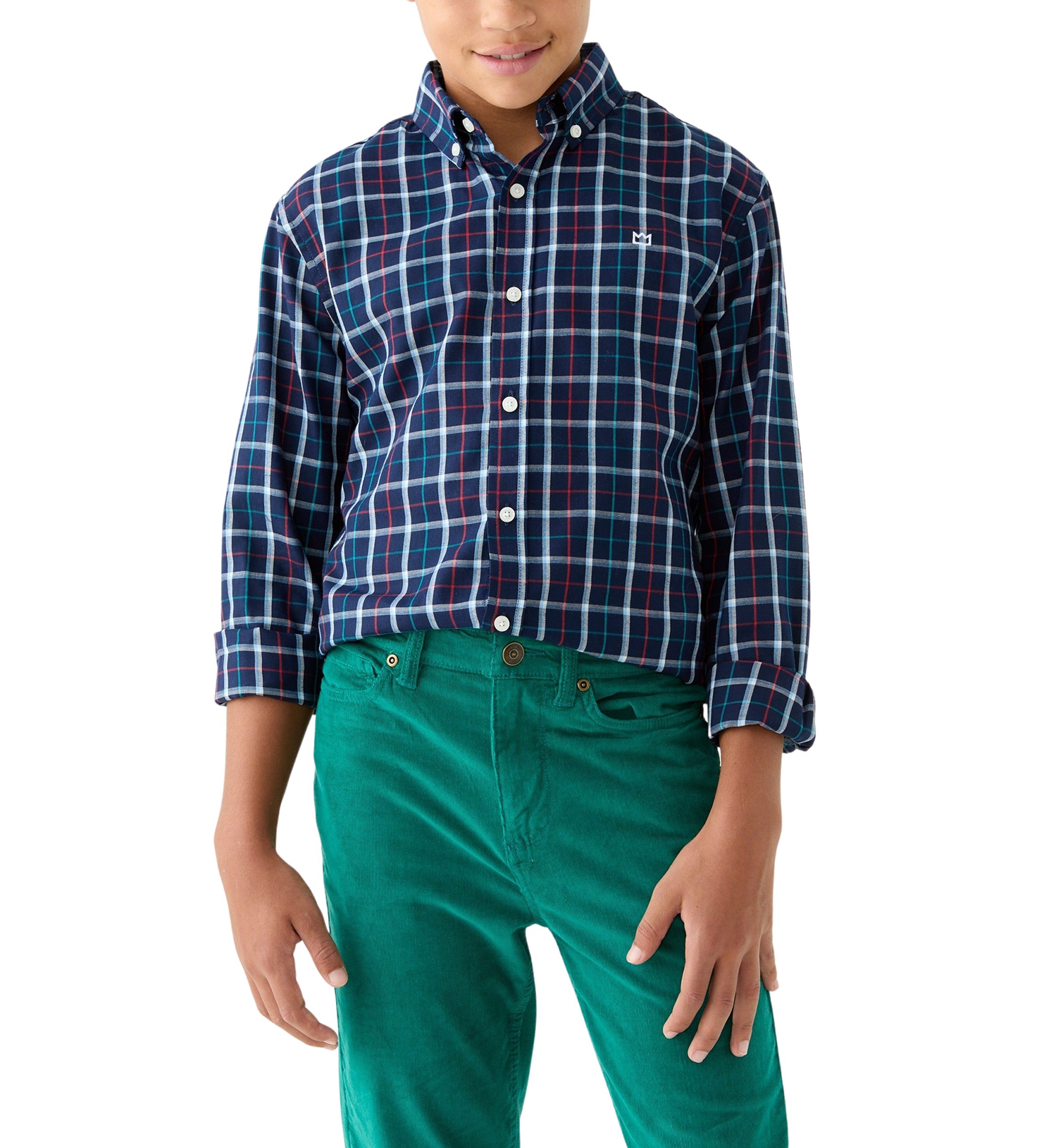 Boys 8-20 Husky Long Sleeve Woven Brushed Twill Shirt