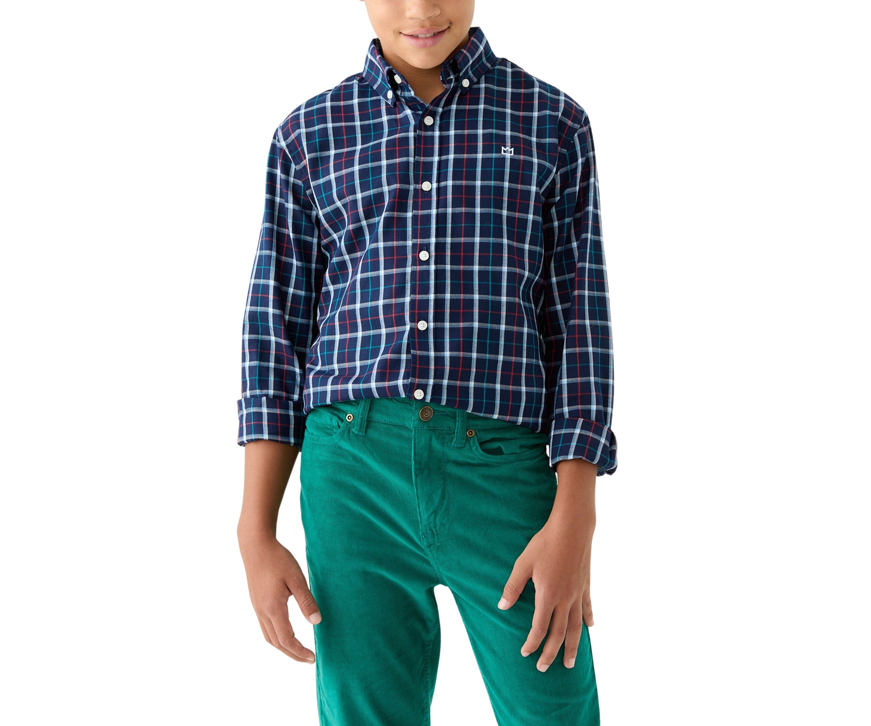 Boys 8-20 Husky Long Sleeve Woven Brushed Twill Shirt