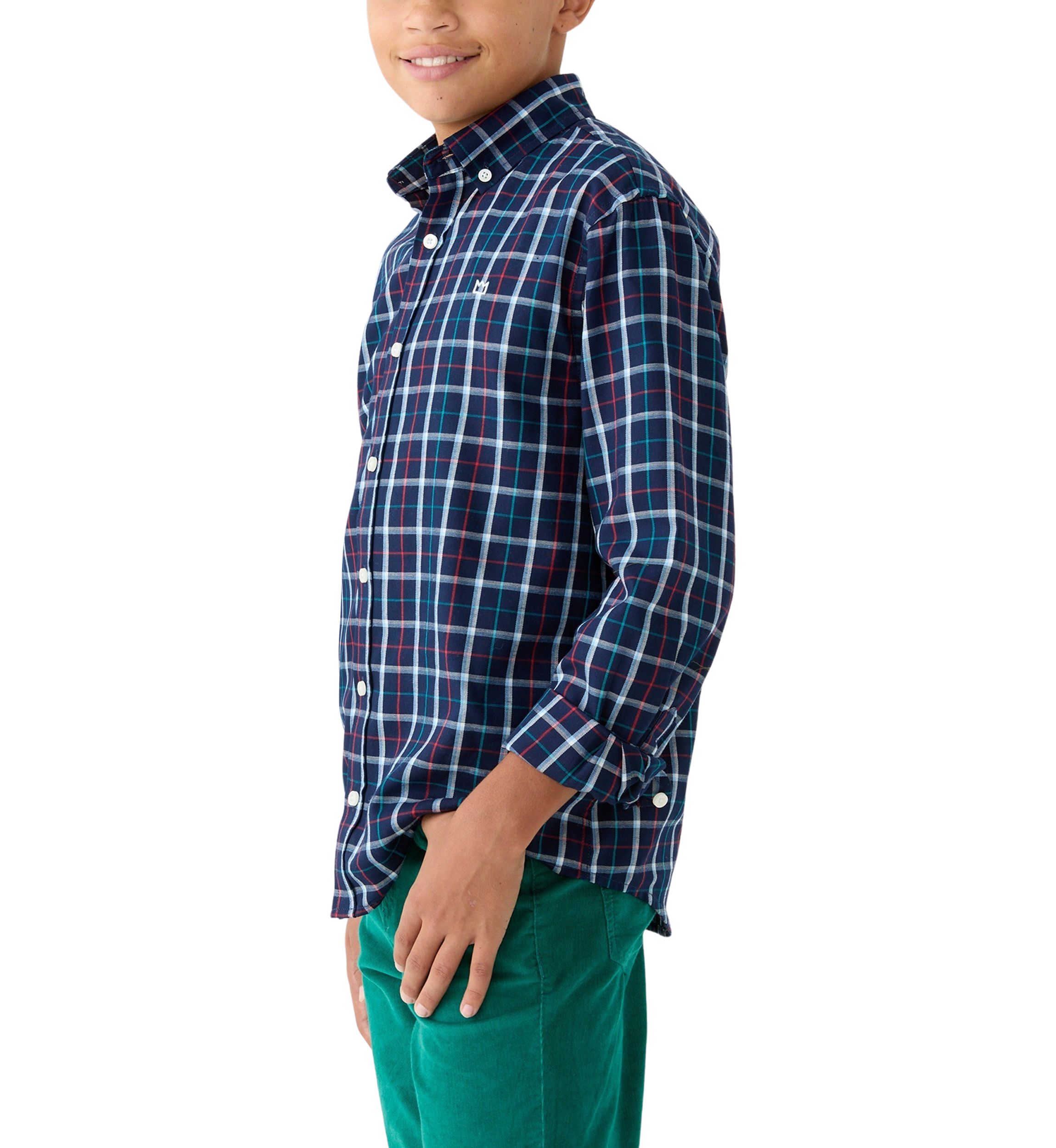 Boys 8-20 Husky Long Sleeve Woven Brushed Twill Shirt