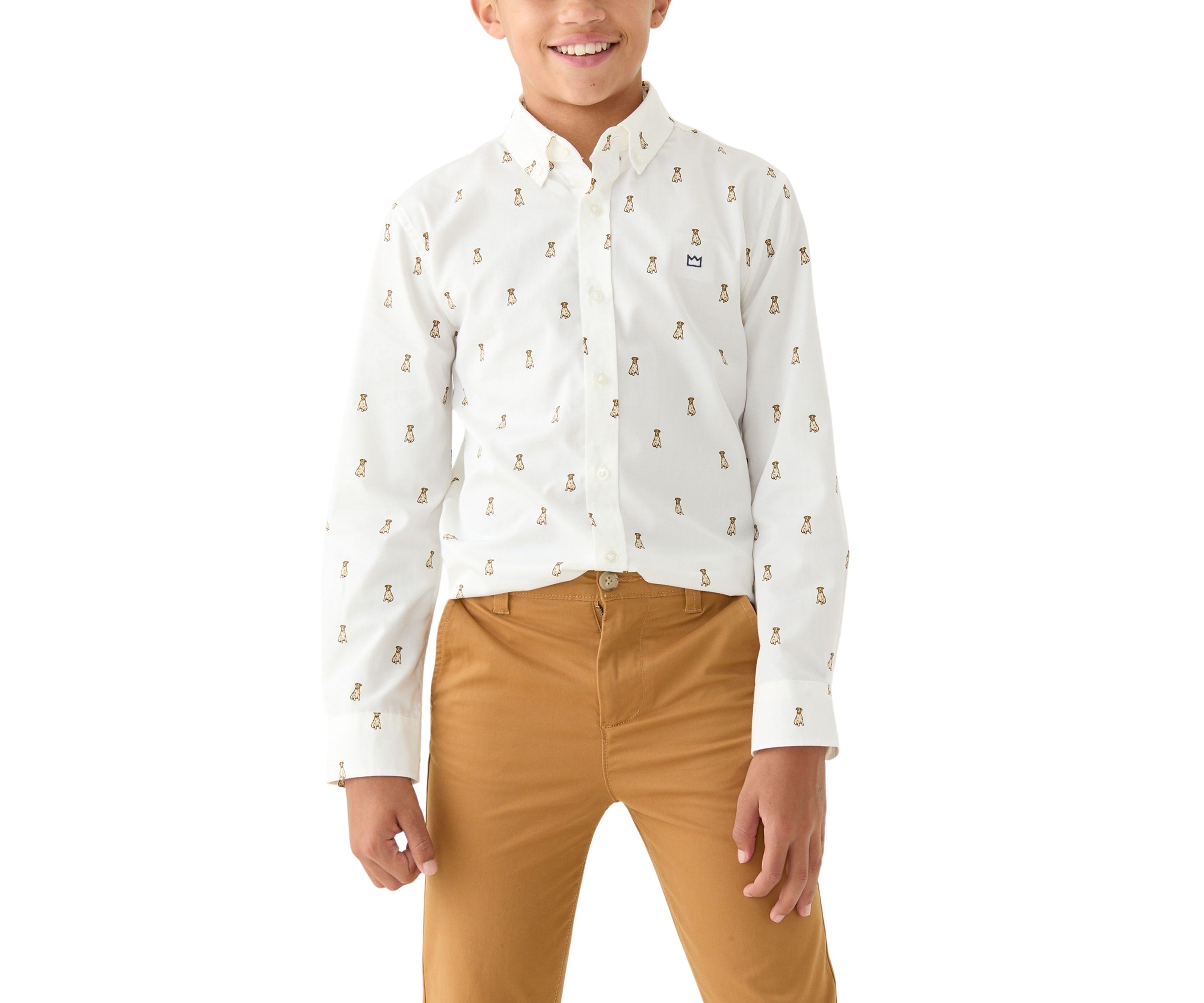 Boys 8-20 Twill Printed Button Down Shirt