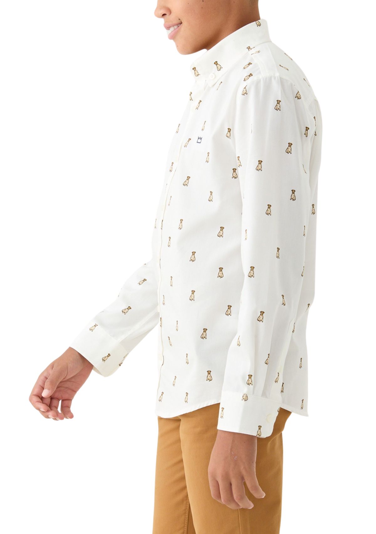 Boys 8-20 Twill Printed Button Down Shirt