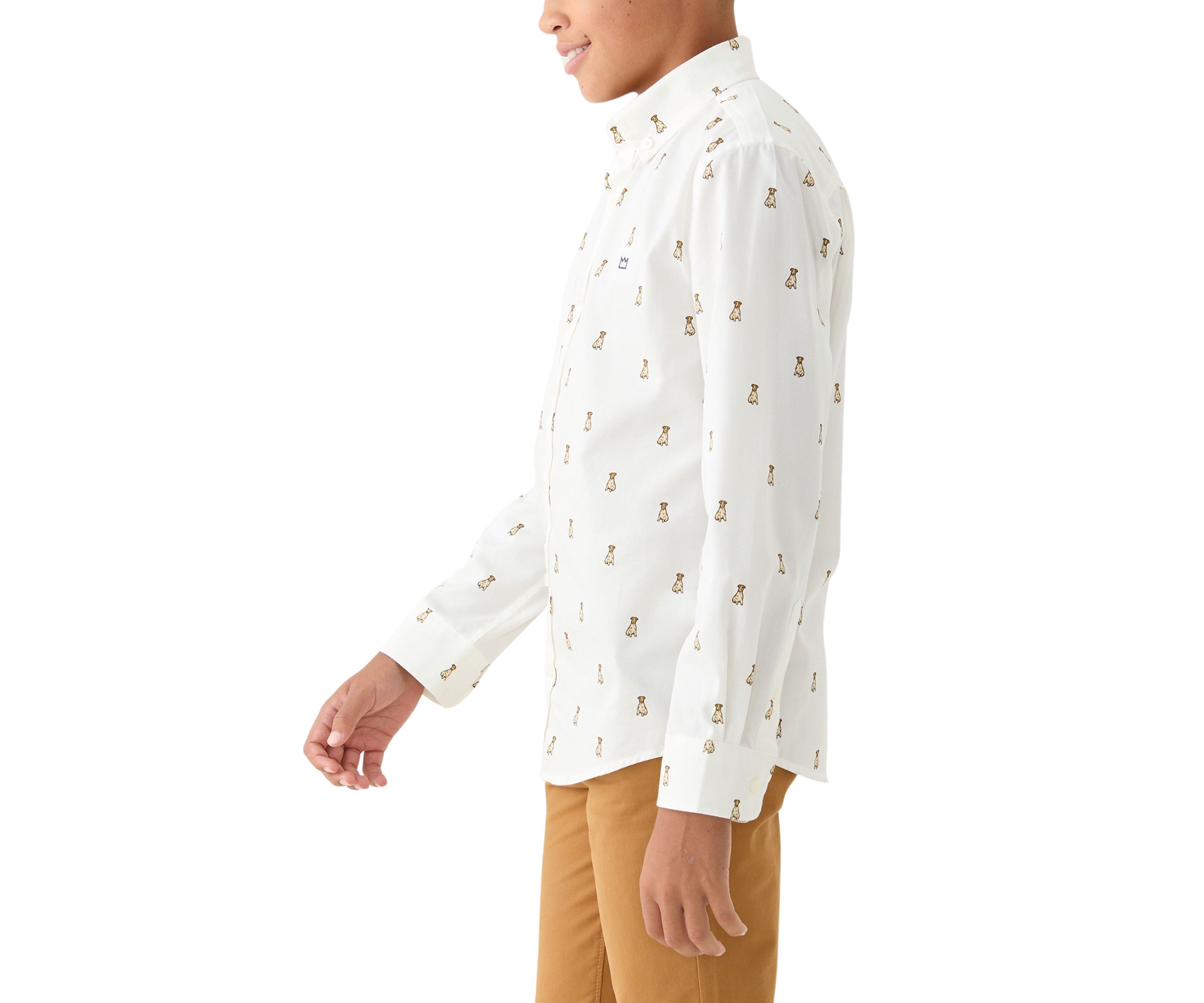 Boys 8-20 Twill Printed Button Down Shirt