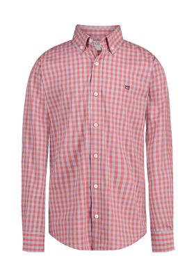 Crown & Ivy Boys 4-7 Long Sleeve Gingham Poplin Shirt