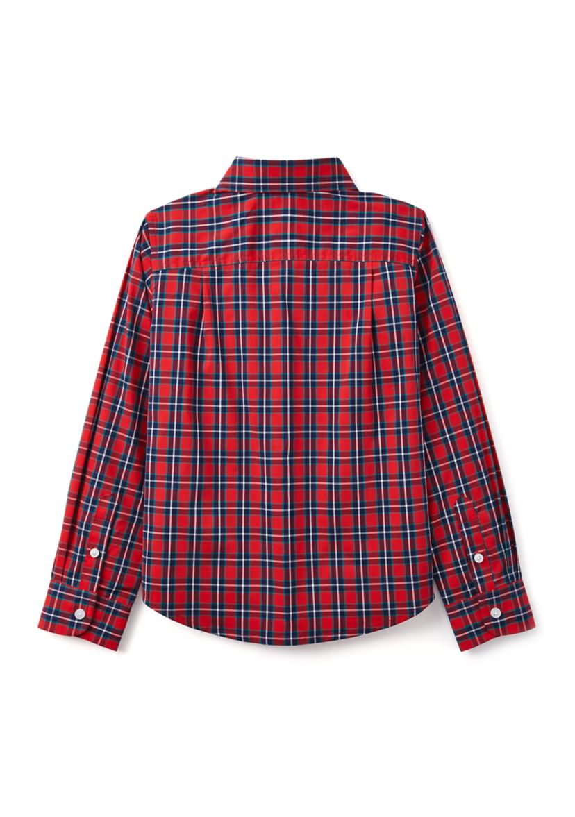 Boys 4-7 Long Sleeve Poplin Plaid Shirt