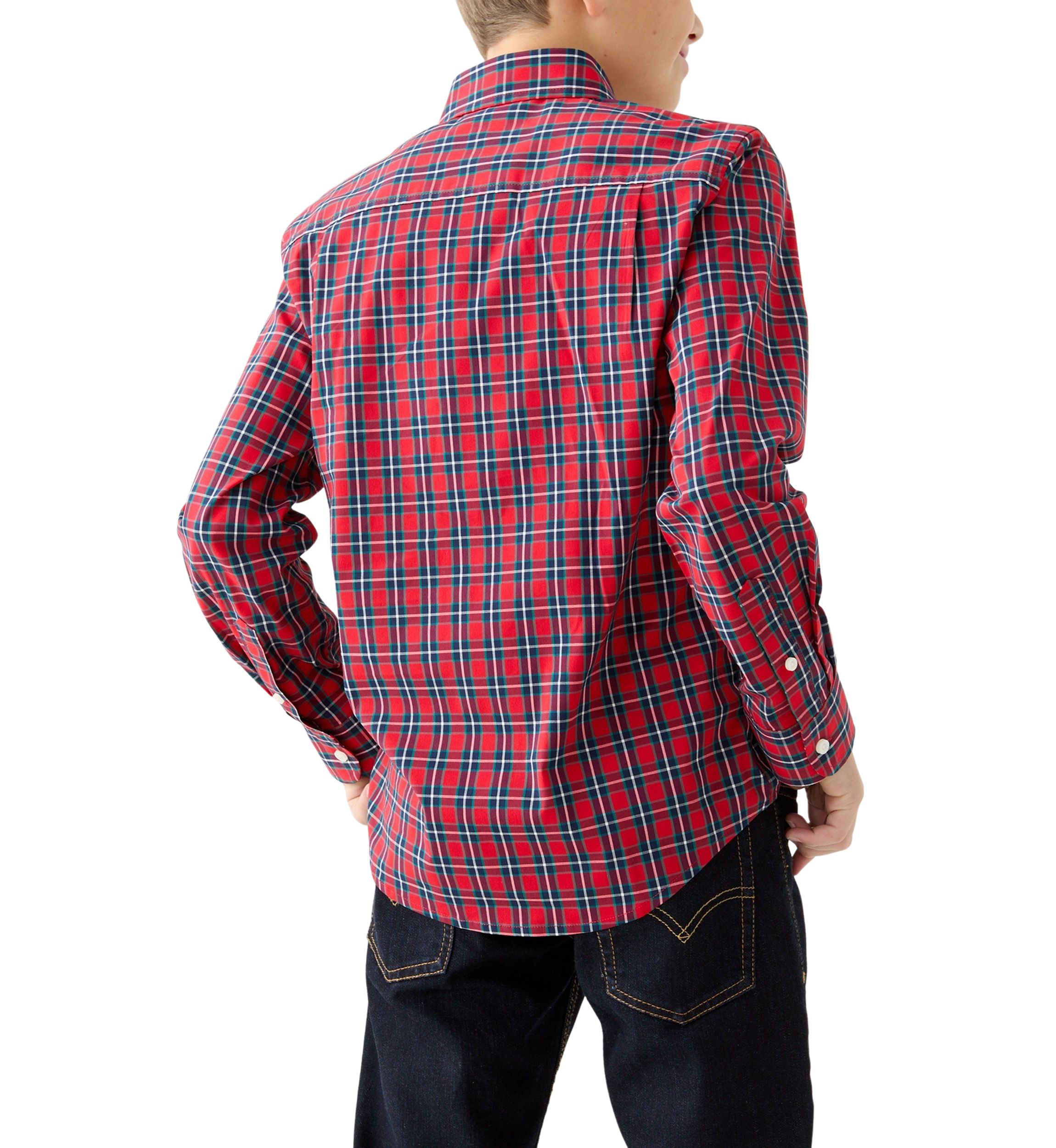 Boys 8-20 Long Sleeve Poplin Plaid Shirt